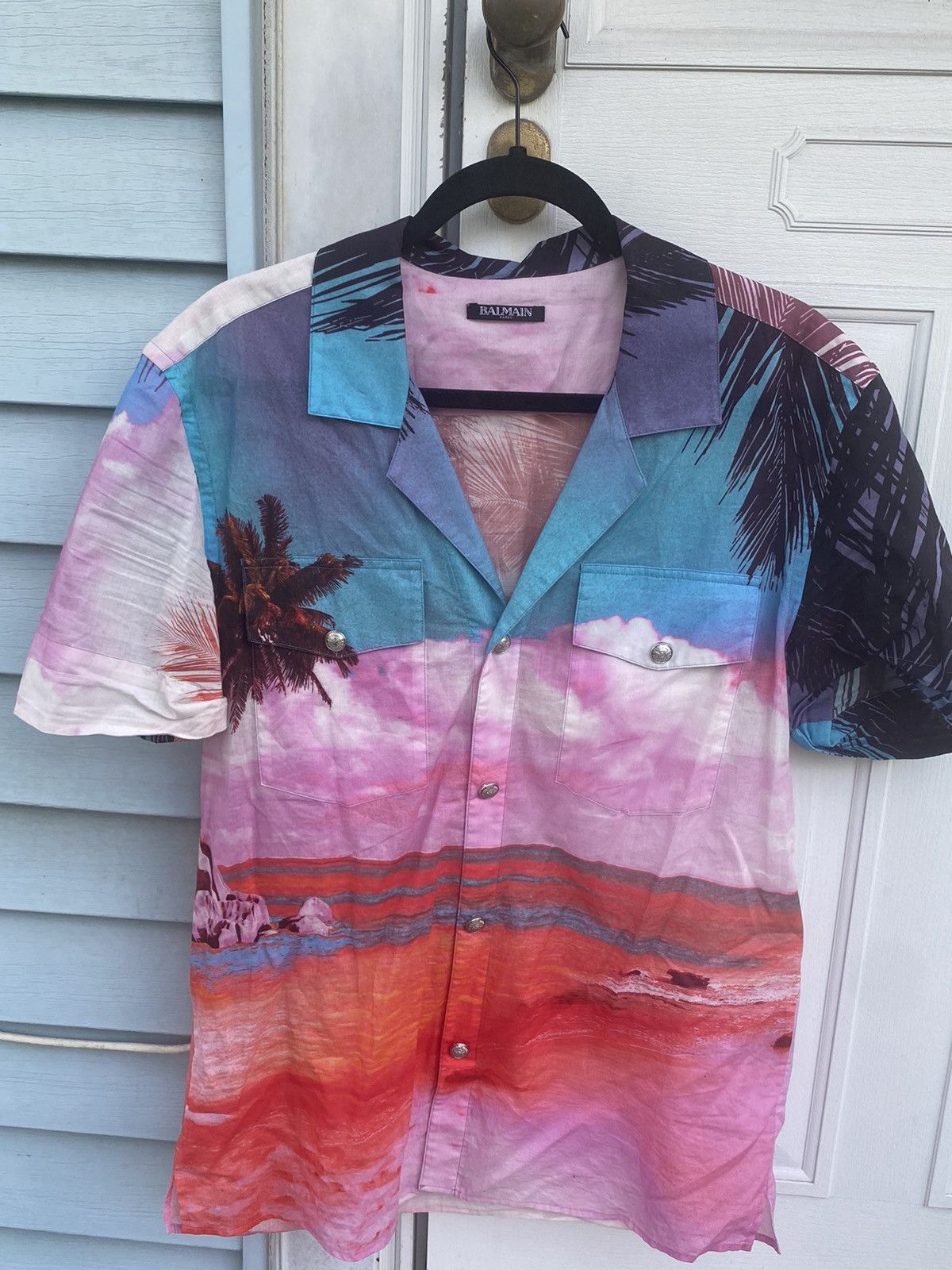 Balmain PALM TREE PRINT SHIRT Size US S / EU 44-46 / 1 - 1 Thumbnail