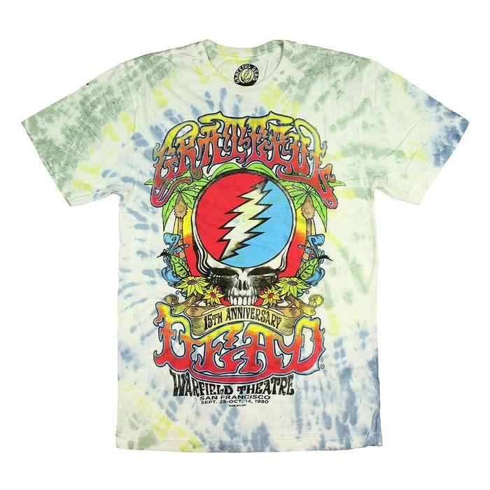 Grateful Dead Grateful Dead 15th Anniversary 1980 Tie Dye Retro T-Shirt ...