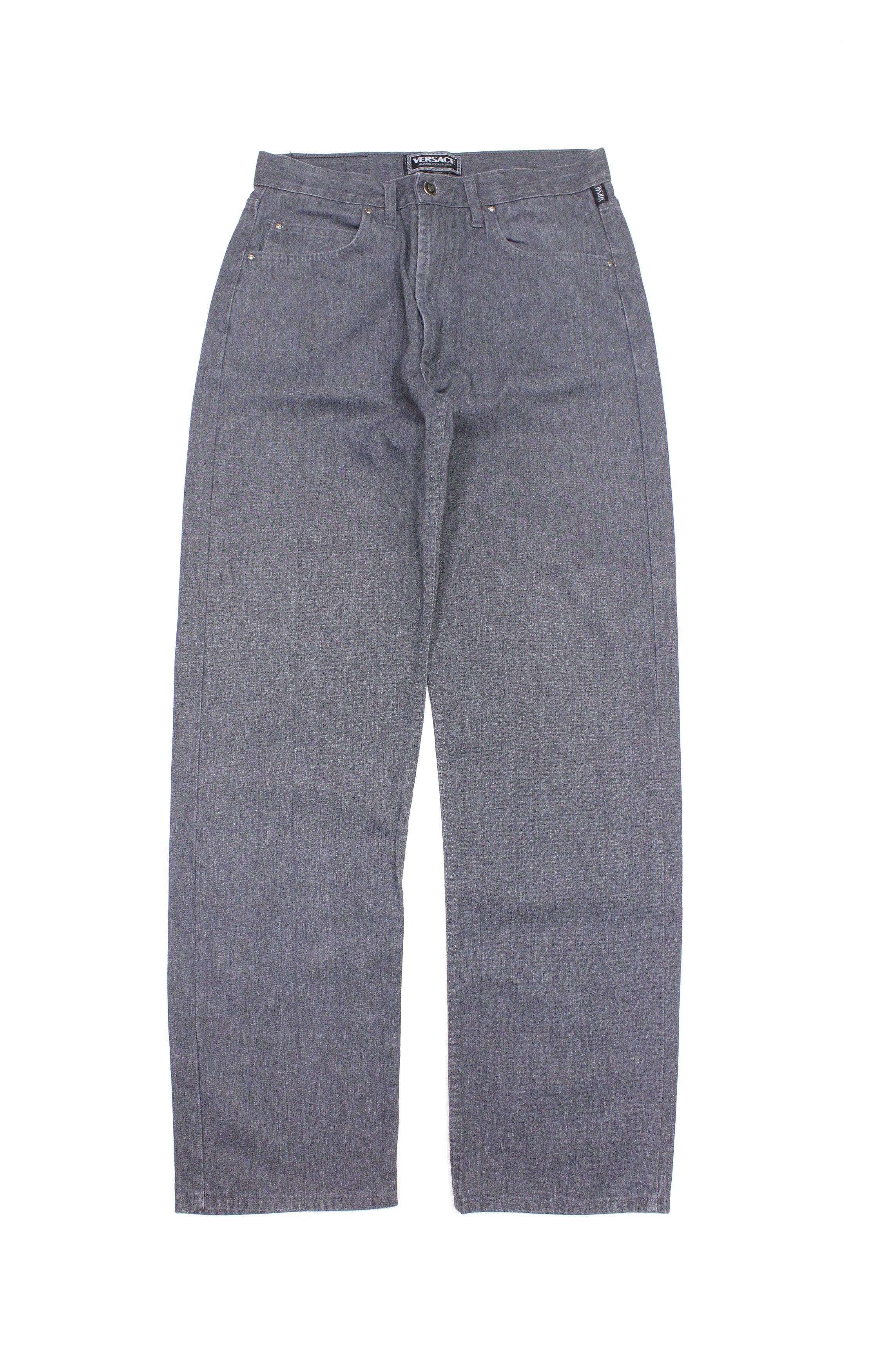 Versace 80S Medusa Buttons Grey Jeans Vintage Size US 31 - 1 Thumbnail