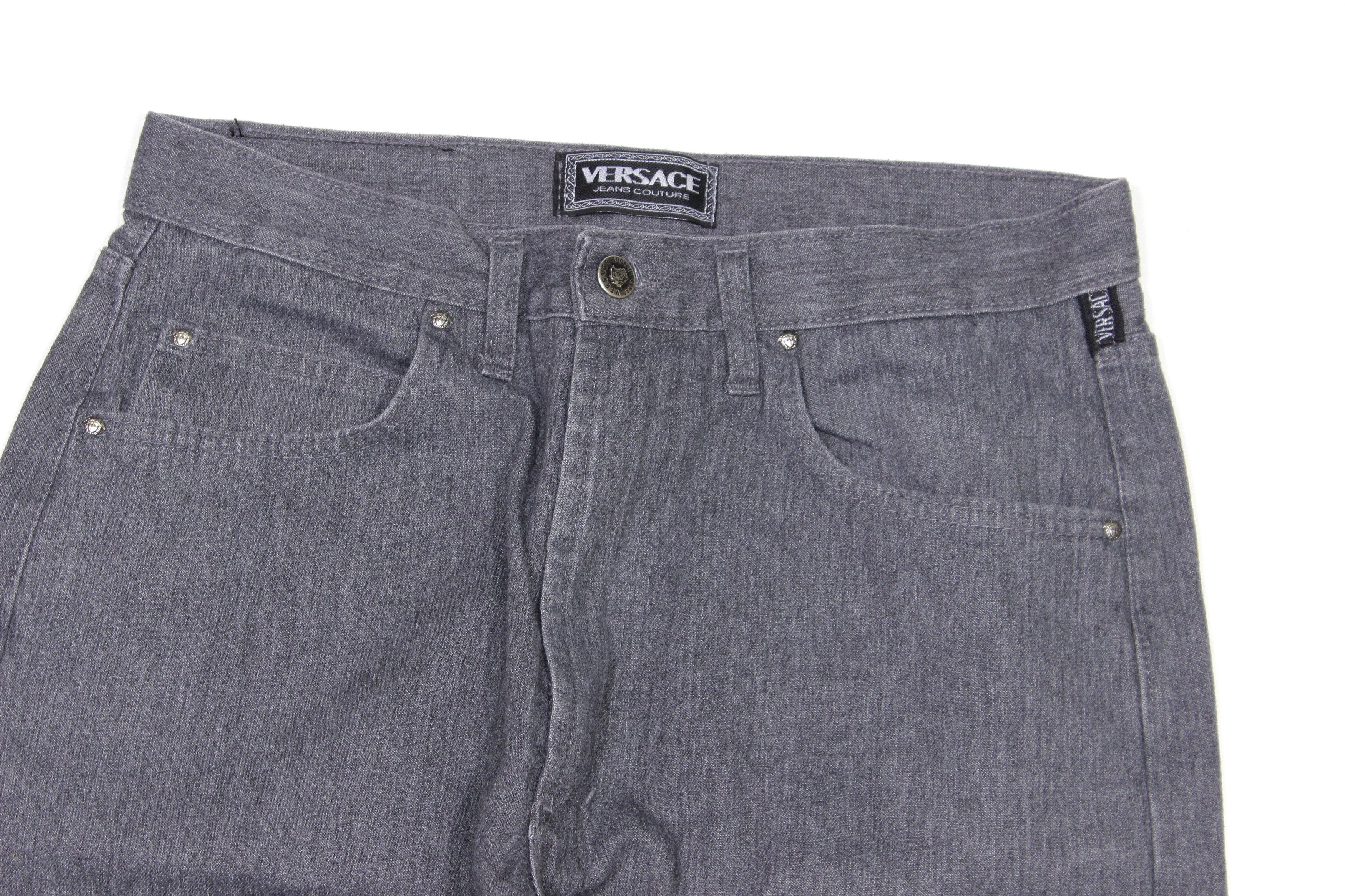 Versace 80S Medusa Buttons Grey Jeans Vintage Size US 31 - 3 Thumbnail