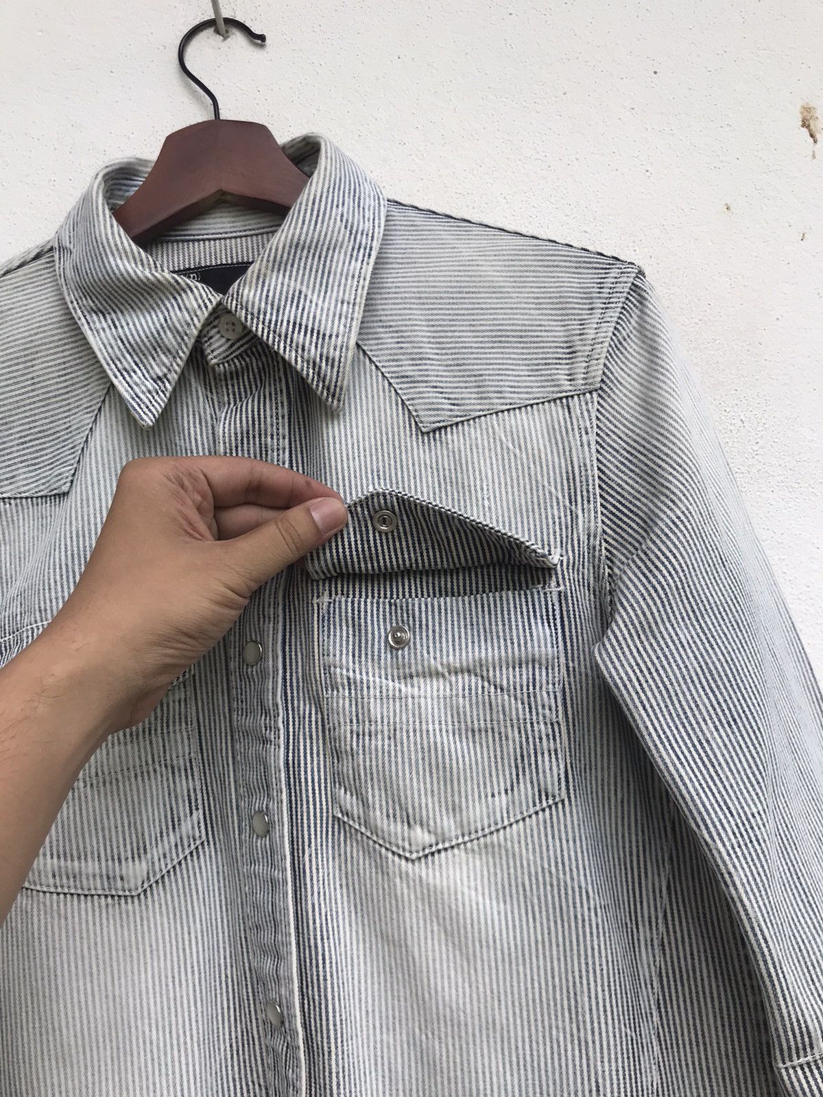 Number (N)ine Camp Collar Snap Button Heavy Cotton Long Sleeve Size US XS / EU 42 / 0 - 7 Thumbnail