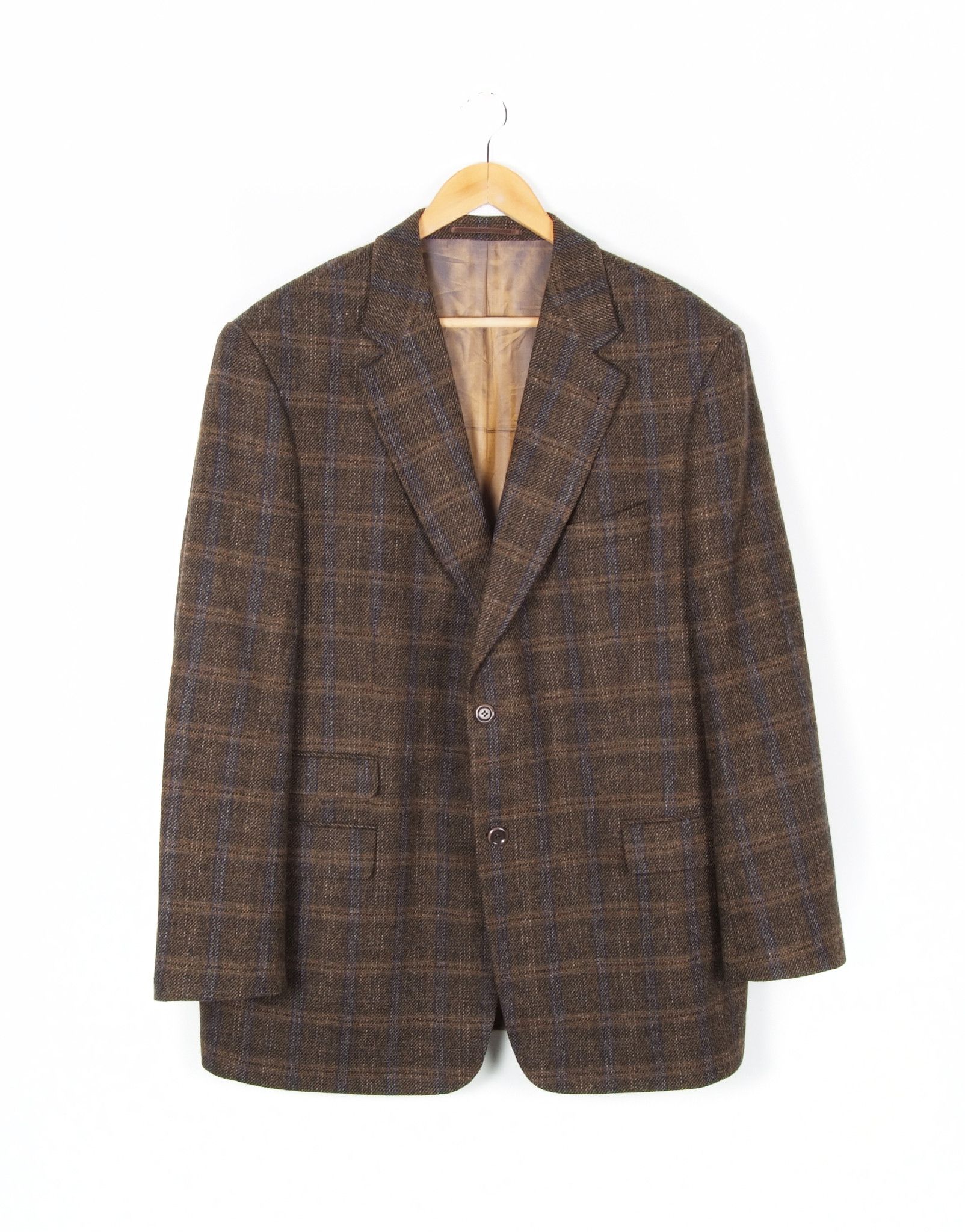 Vintage Vintage Bottoli Checkered Wool Tweed Blazer Size 46R - 1 Thumbnail