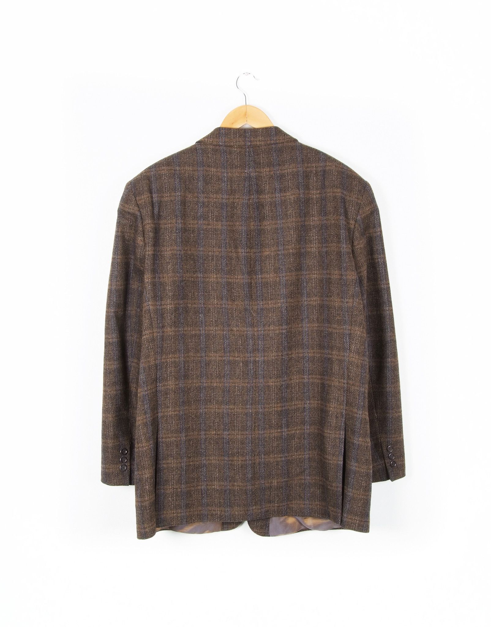 Vintage Vintage Bottoli Checkered Wool Tweed Blazer Size 46R - 2 Thumbnail