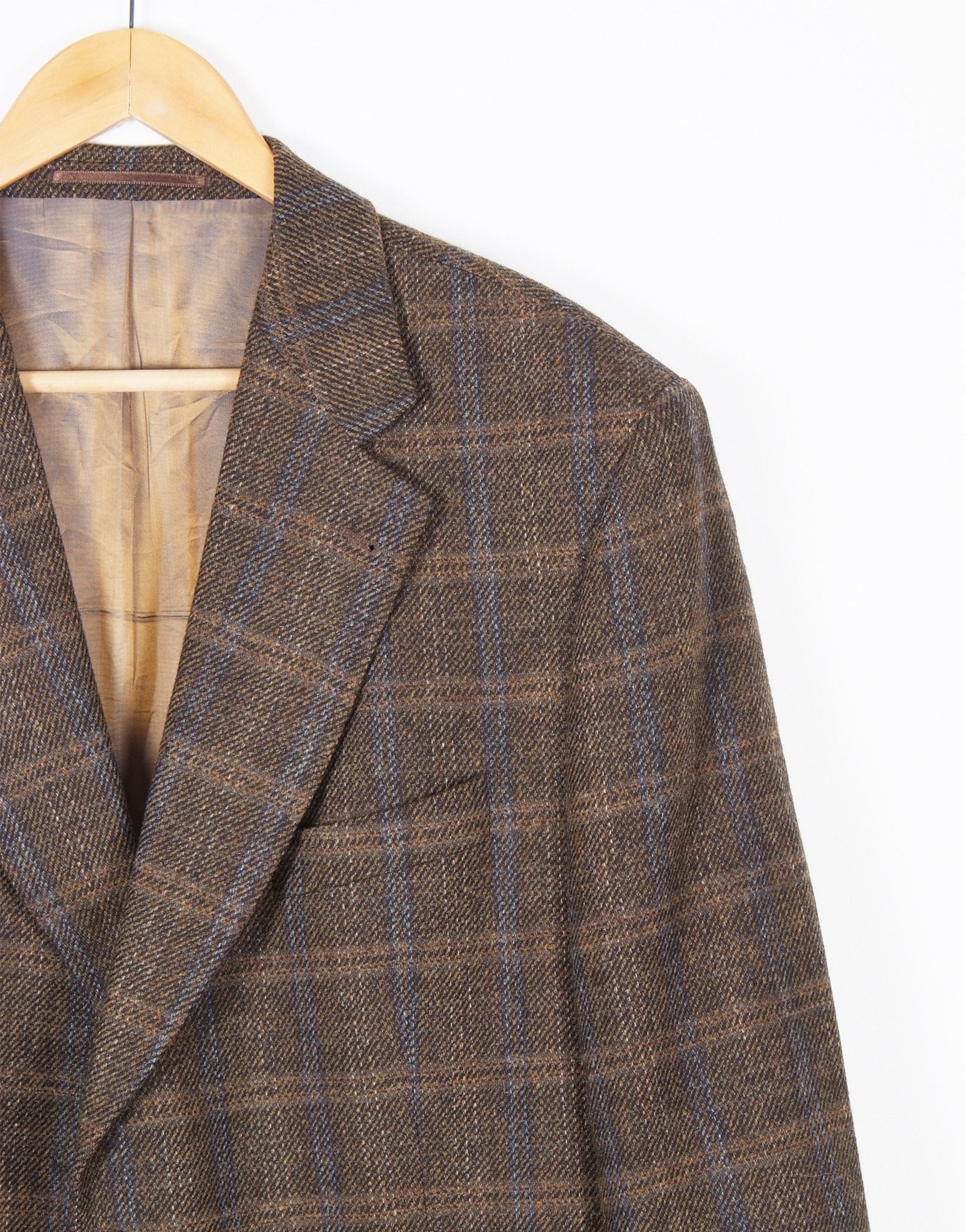 Vintage Vintage Bottoli Checkered Wool Tweed Blazer Size 46R - 5 Thumbnail