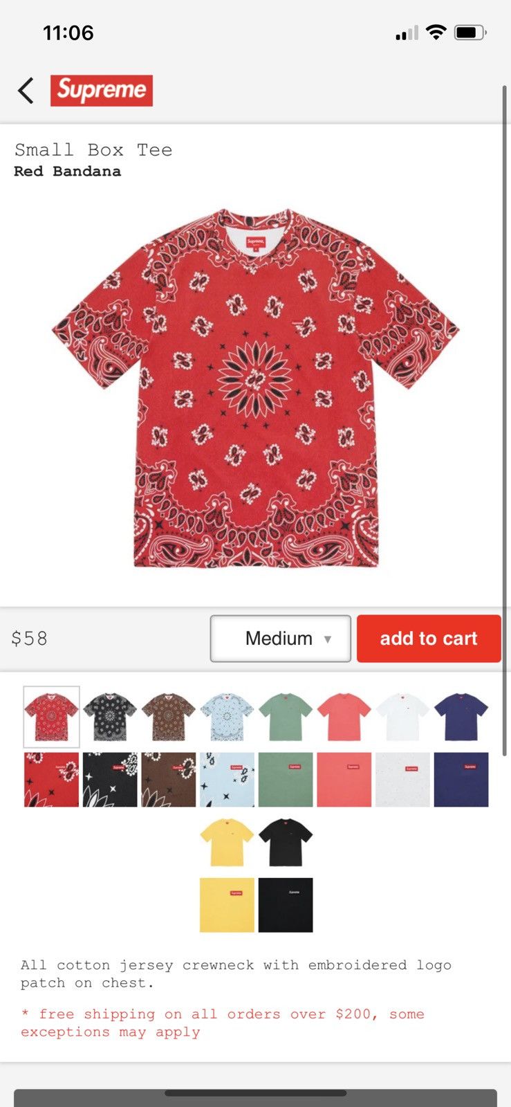 Supreme Small Box Tee Medium / Red Bandana