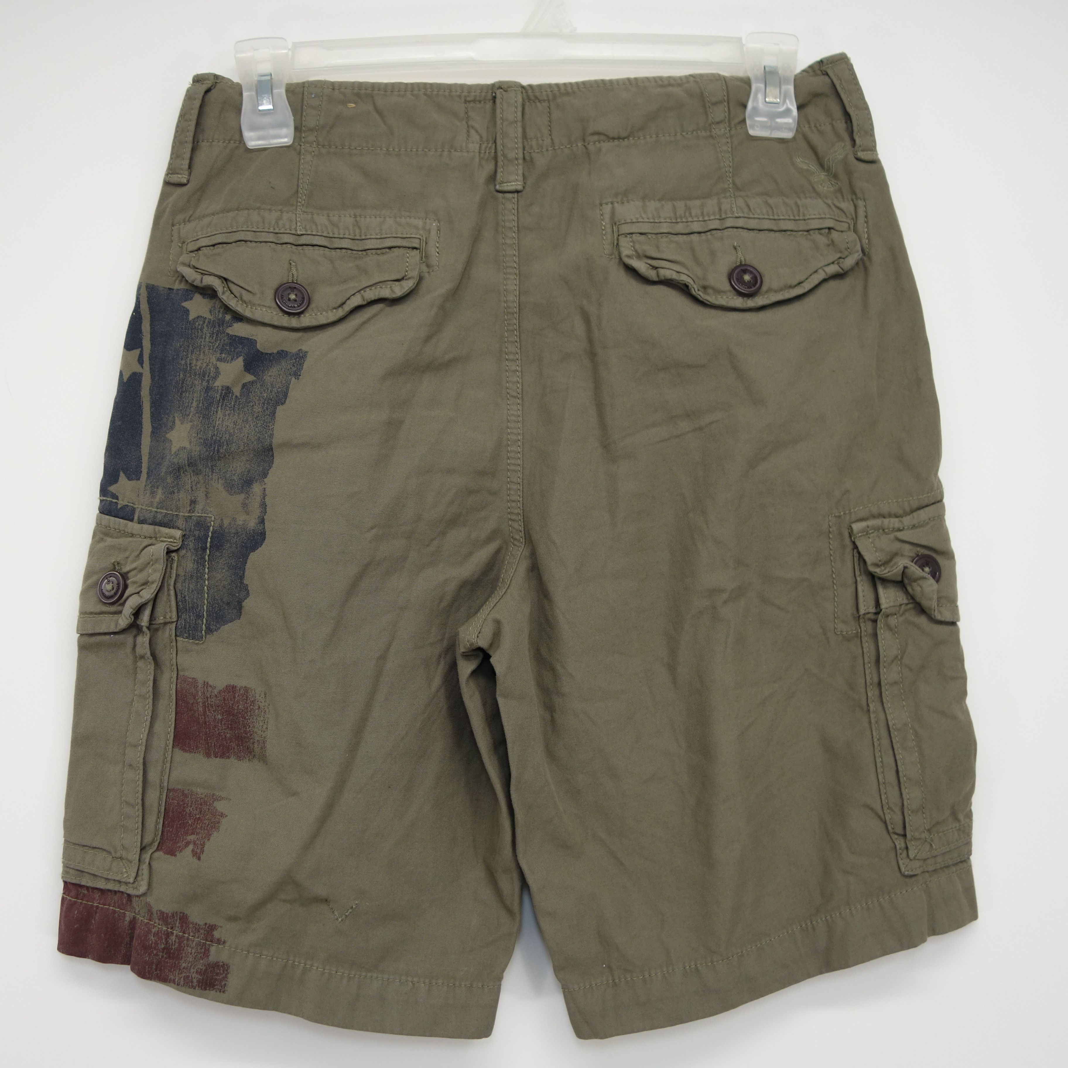 American Eagle Outfitters AEO Khaki USA Flag Prep Fit Cargo Shorts Size 32 x 10.5 Grailed