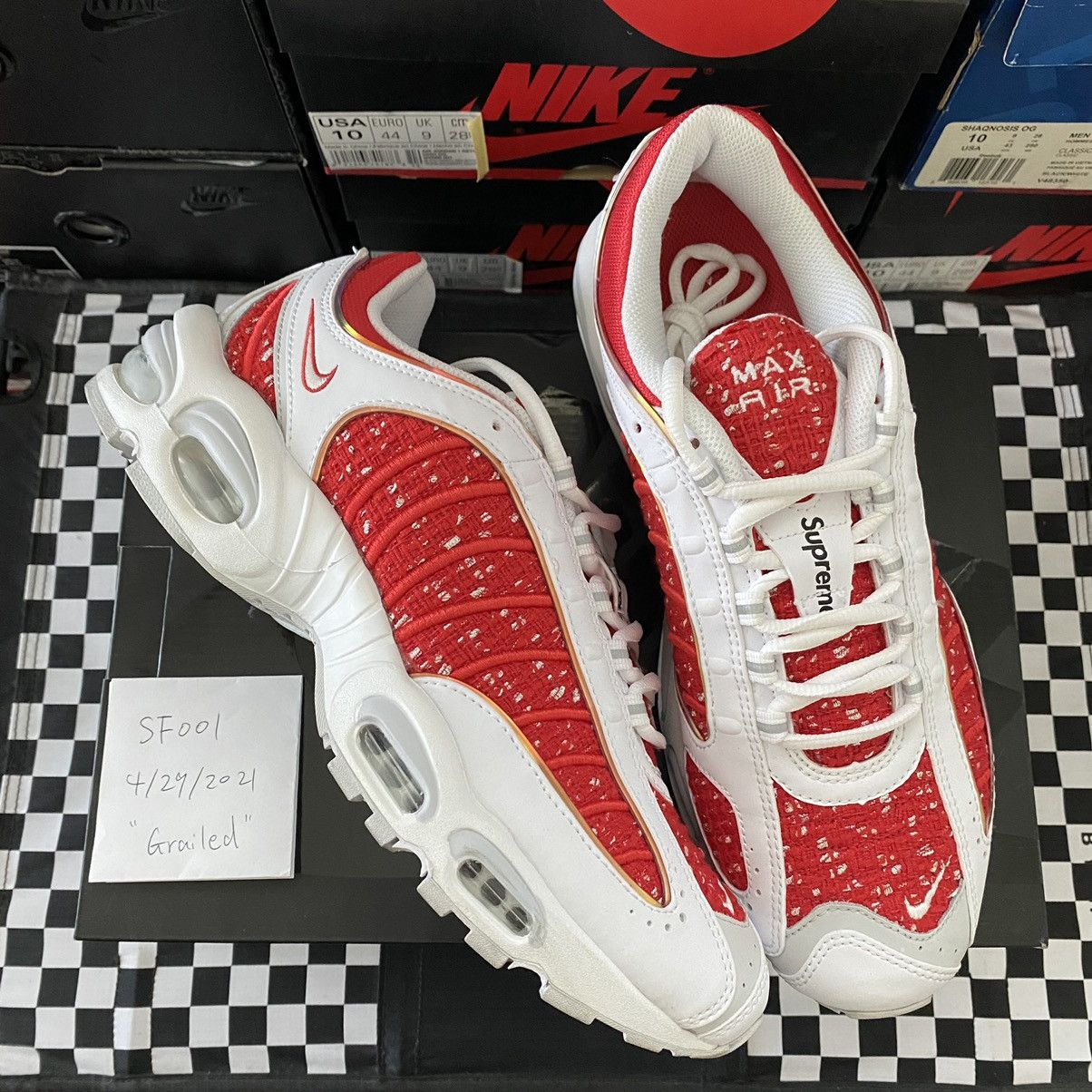 Used Supreme x Nike Air Max Tailwind White 2019 Size 10