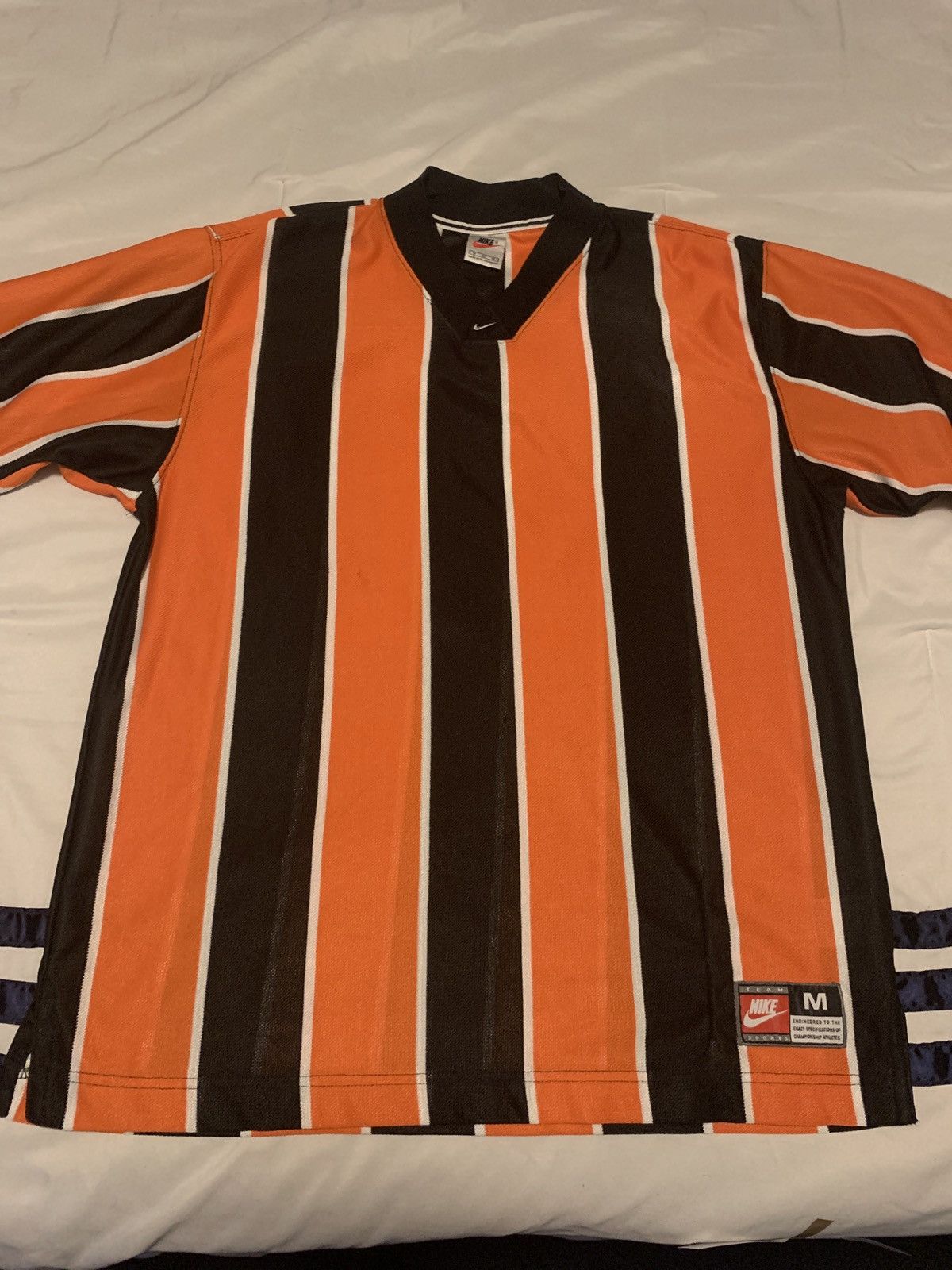 90s Nike Orange Striped Soccer Jersey Size Xl 