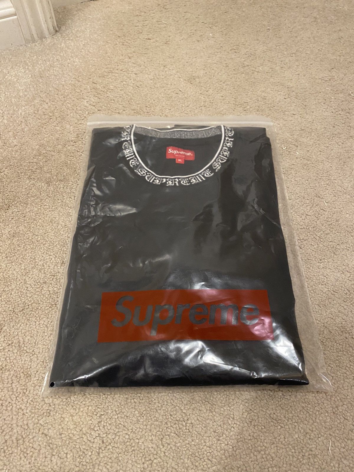 XL新品未使用Supreme Collar Logo L/S Topブラック Supreme Embroidered Collar L S Top (FW24) - $88