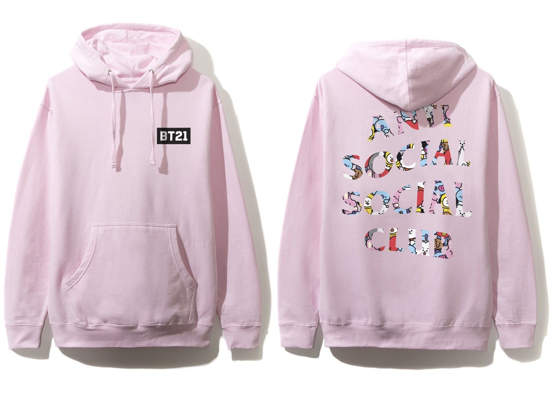 DS ASSC x BT21 Logo Blended Pink Hoodie In Hand CPFM BAPE