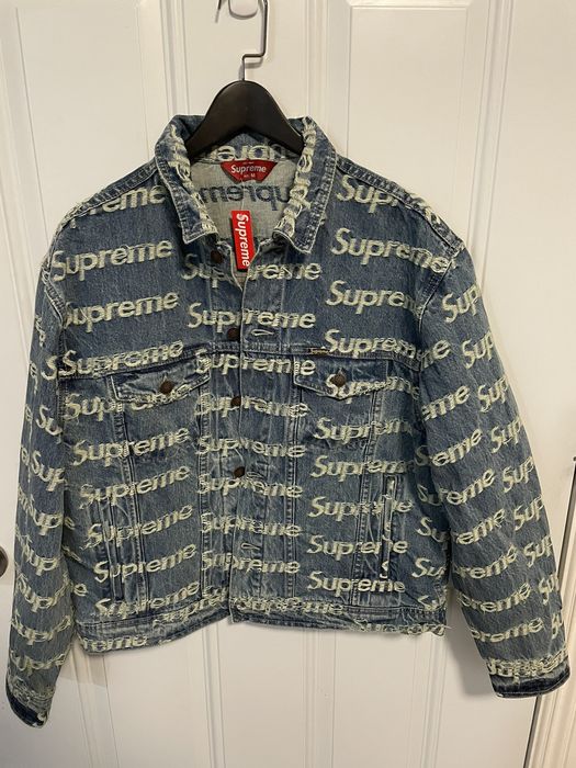 Supreme Supreme 2021SS frayed logo denim jacket size m | Grailed