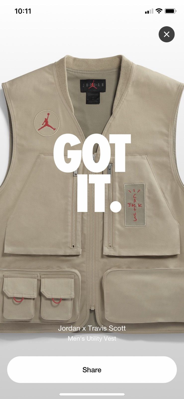 Travis Scott Cactus Jack x Jordan Utility Vest Desert