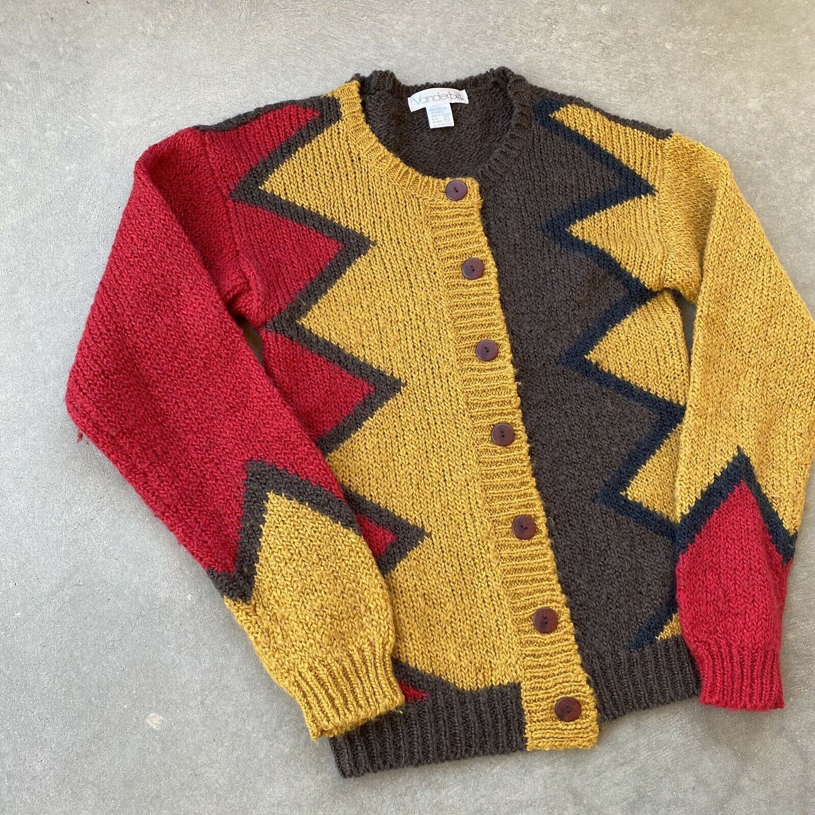 Vintage Vintage 80s 90s Cardigan Sweater Abstract Grandpa Sweater Size US L / EU 52-54 / 3 - 3 Thumbnail