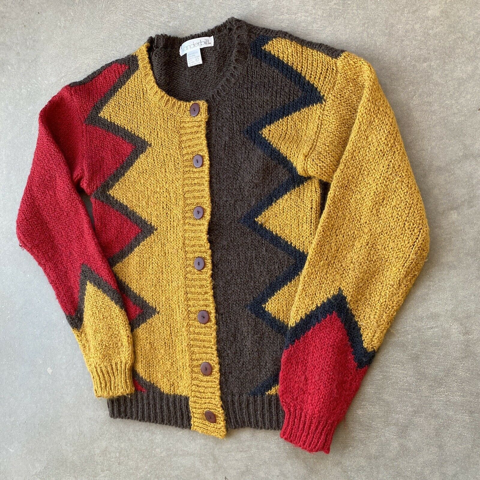 Vintage Vintage 80s 90s Cardigan Sweater Abstract Grandpa Sweater Size US L / EU 52-54 / 3 - 2 Thumbnail