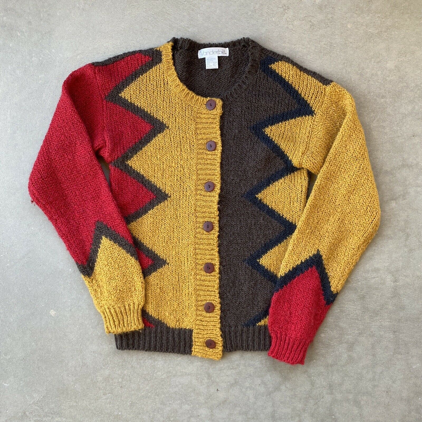 Vintage Vintage 80s 90s Cardigan Sweater Abstract Grandpa Sweater Size US L / EU 52-54 / 3 - 1 Thumbnail