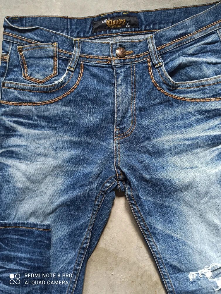 Japanese Brand DISTRESSED DENIM EMBROIDERED FALCON Size US 34 / EU 50 - 4 Thumbnail