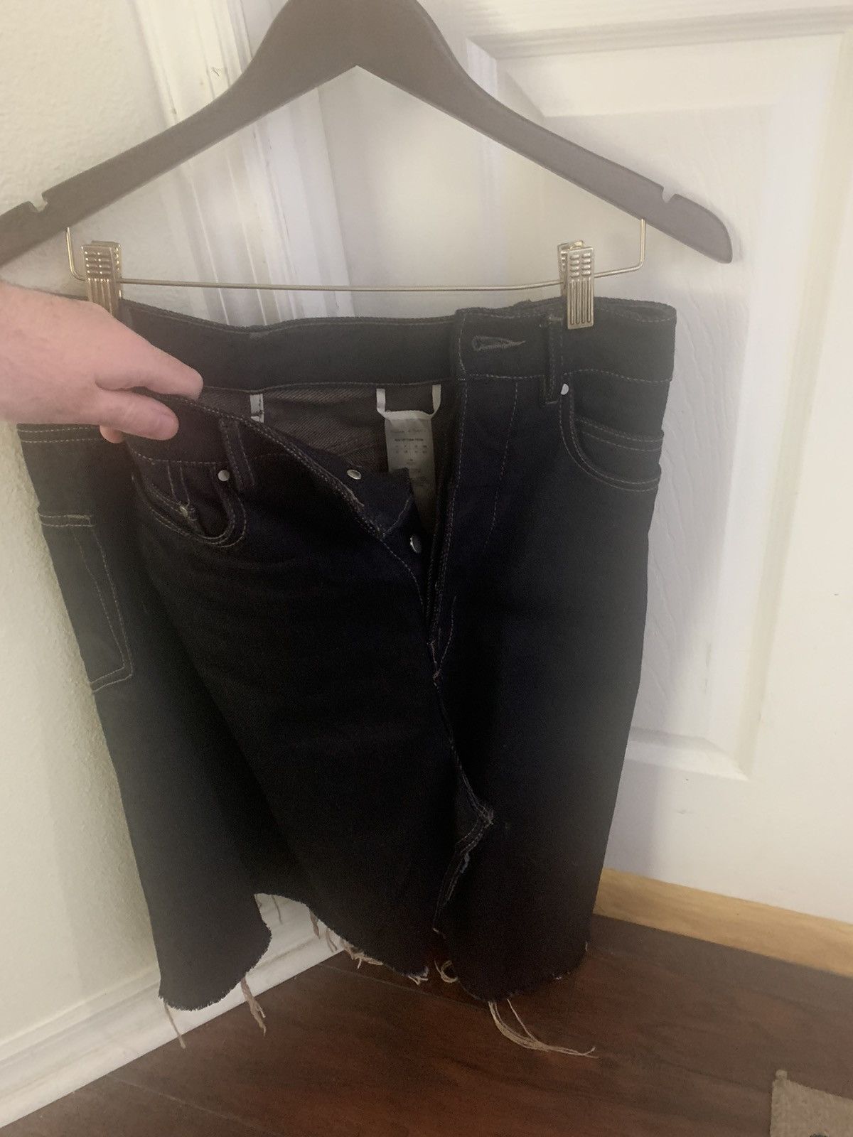 Rick Owens Denim/Jean Shorts Skirt (Pantaloni in Denim) Black 31 Size US 31 - 1 Thumbnail