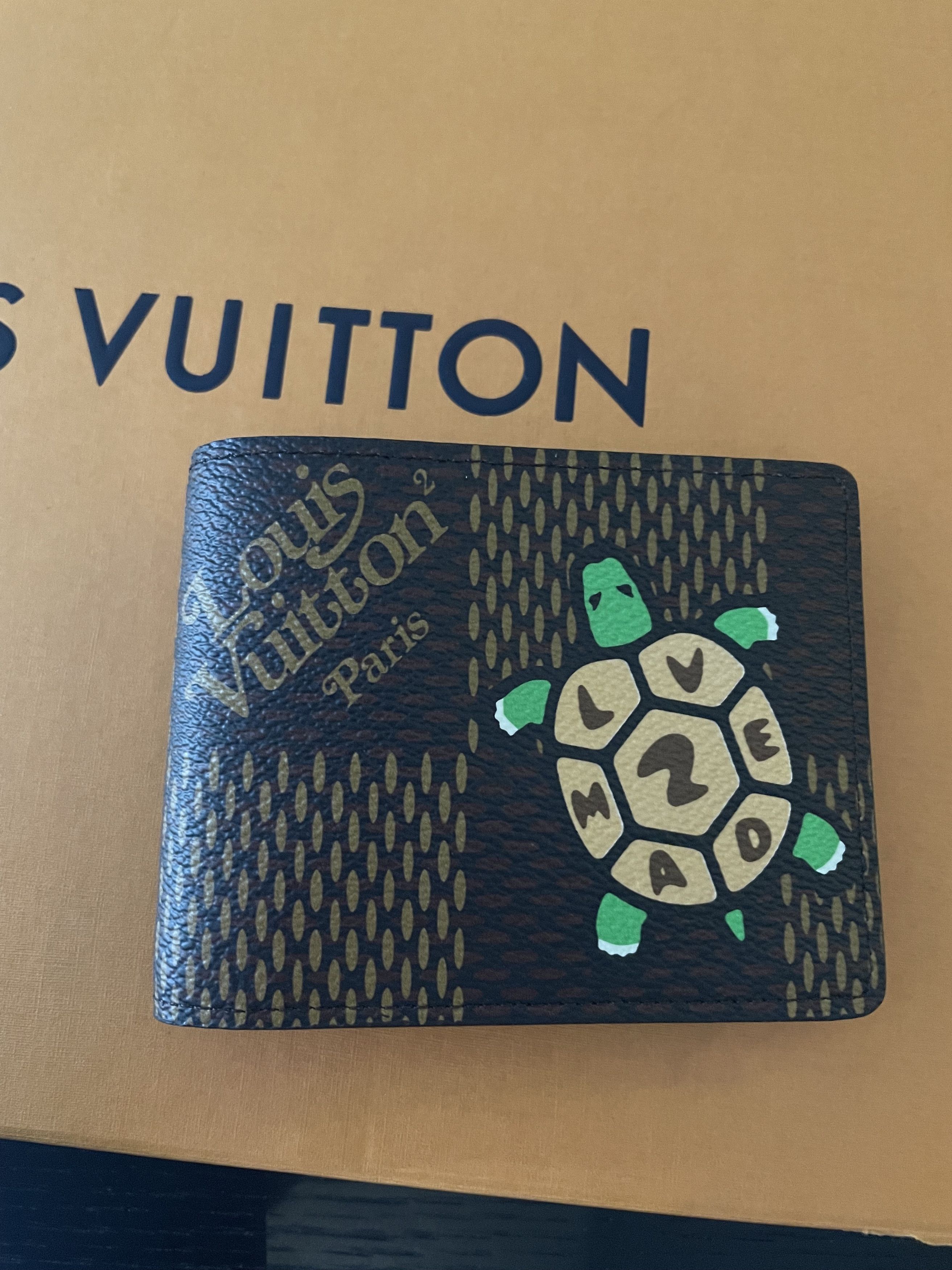 Louis Vuitton Nigo LV Made Turtle Giant Damier Bifold Multiple Wallet Holder