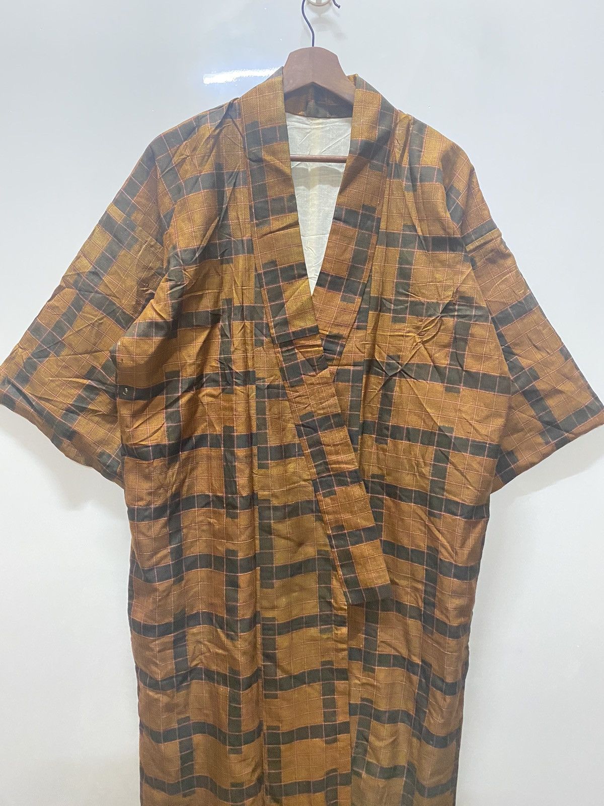 Japanese Brand Vintage 90s checkered tartan kimono robes k6 Size US L / EU 52-54 / 3 - 2 Thumbnail