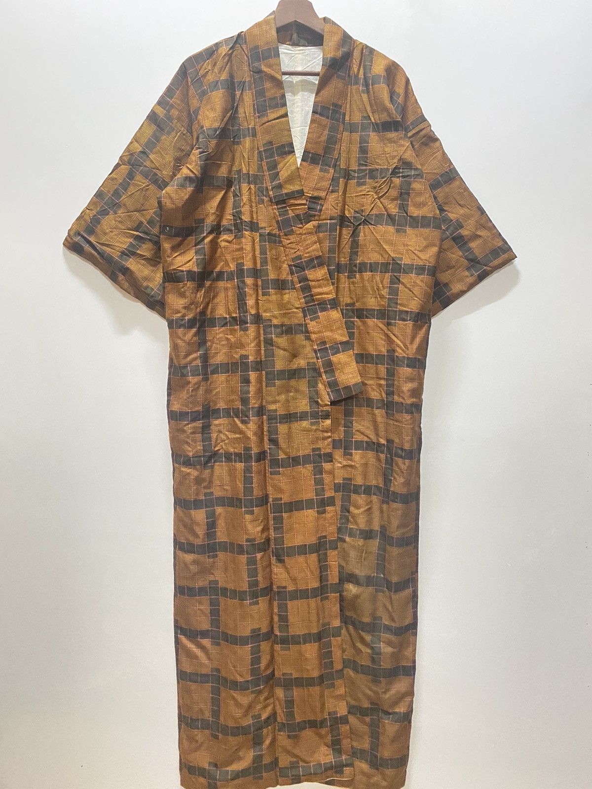 Japanese Brand Vintage 90s checkered tartan kimono robes k6 Size US L / EU 52-54 / 3 - 1 Thumbnail