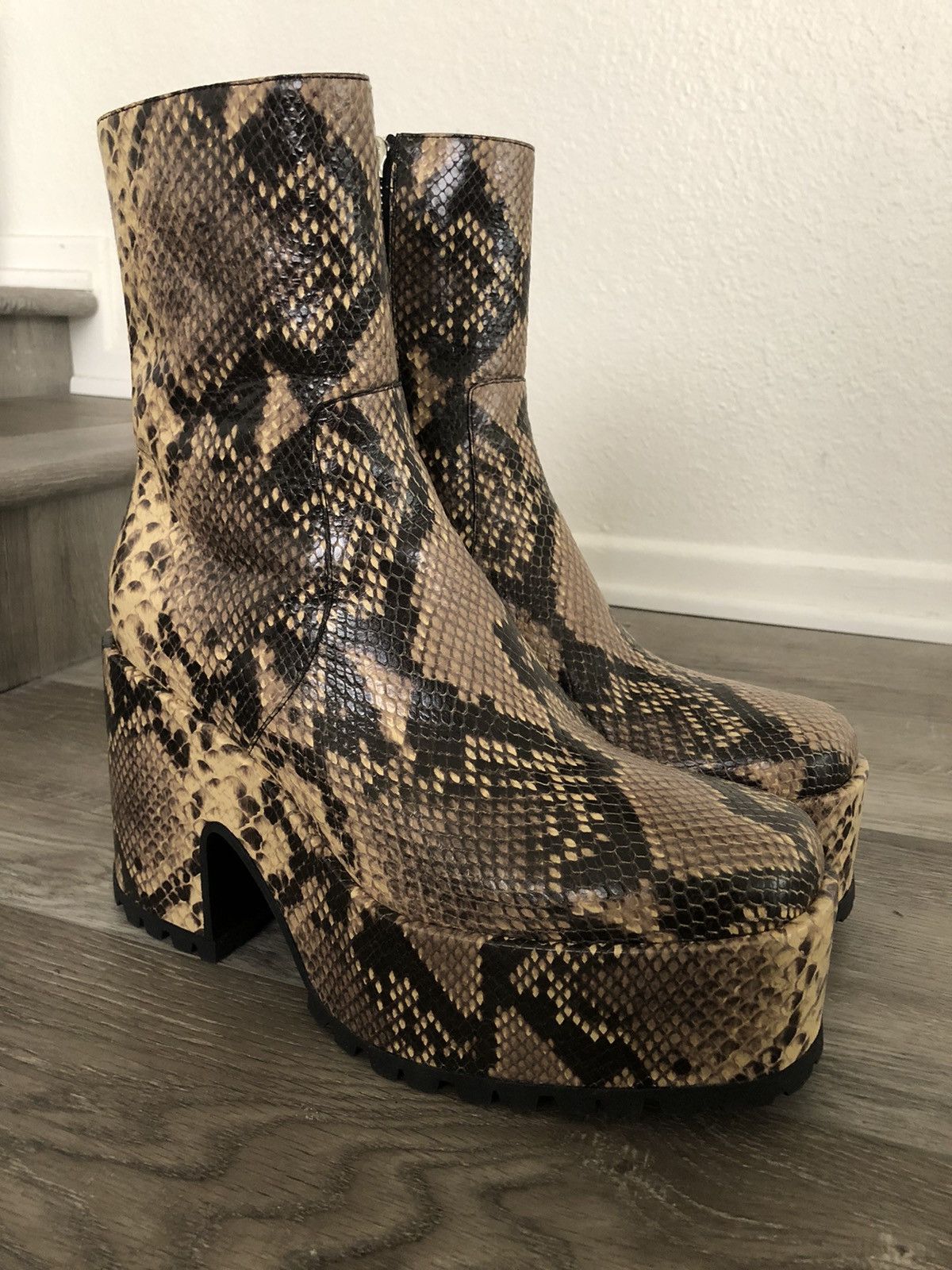 Dries Van Noten Python Effect Leather Platform Boots EU43 rick owens style Grailed