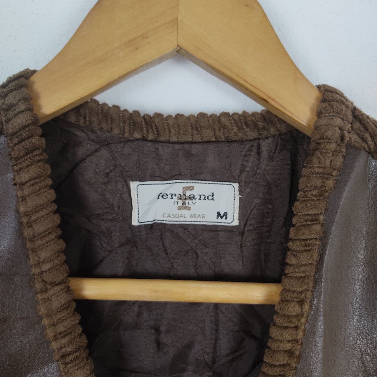 Designer Fernand Razzini Italy Designer Leather Corduroy Vest Jacket Size US M / EU 48-50 / 2 - 7 Thumbnail