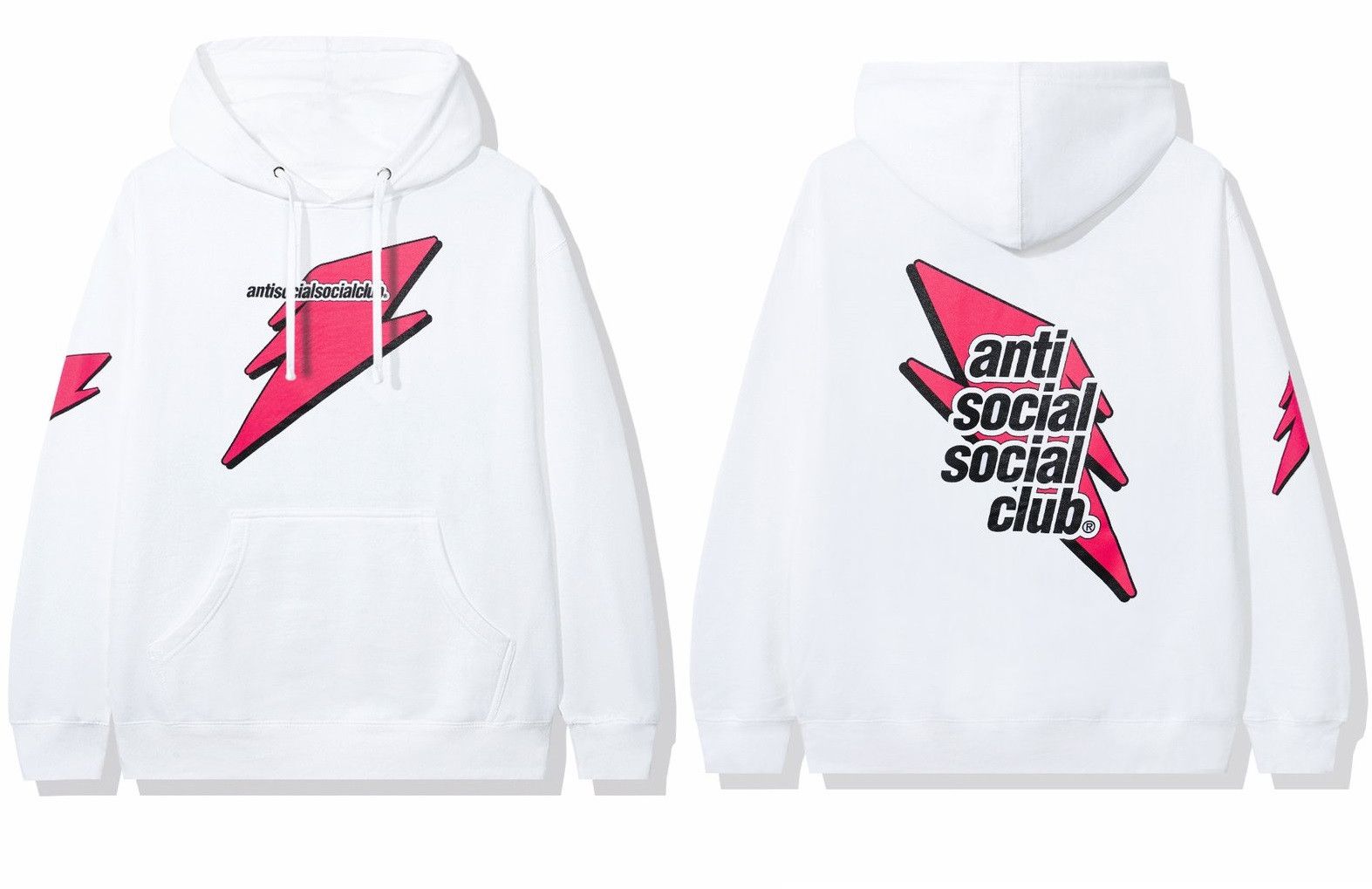 Anti Social Social Club DS ASSC Careless Pink Bolt White Hoodie BAPE KITH KAWS FOG Size US L / EU 52-54 / 3 - 4 Thumbnail