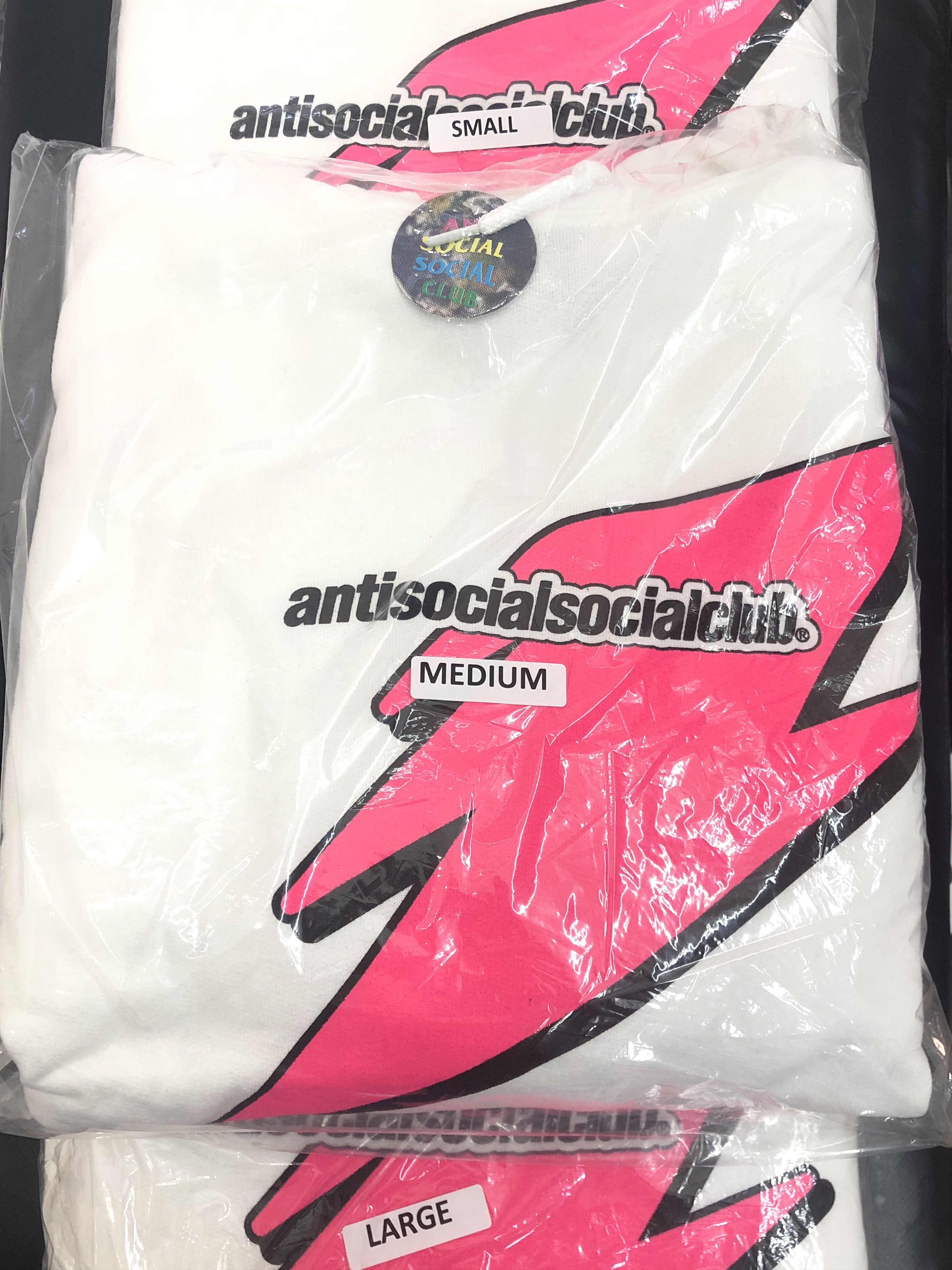 Anti Social Social Club DS ASSC Careless Pink Bolt White Hoodie BAPE KITH KAWS FOG Size US L / EU 52-54 / 3 - 8 Thumbnail