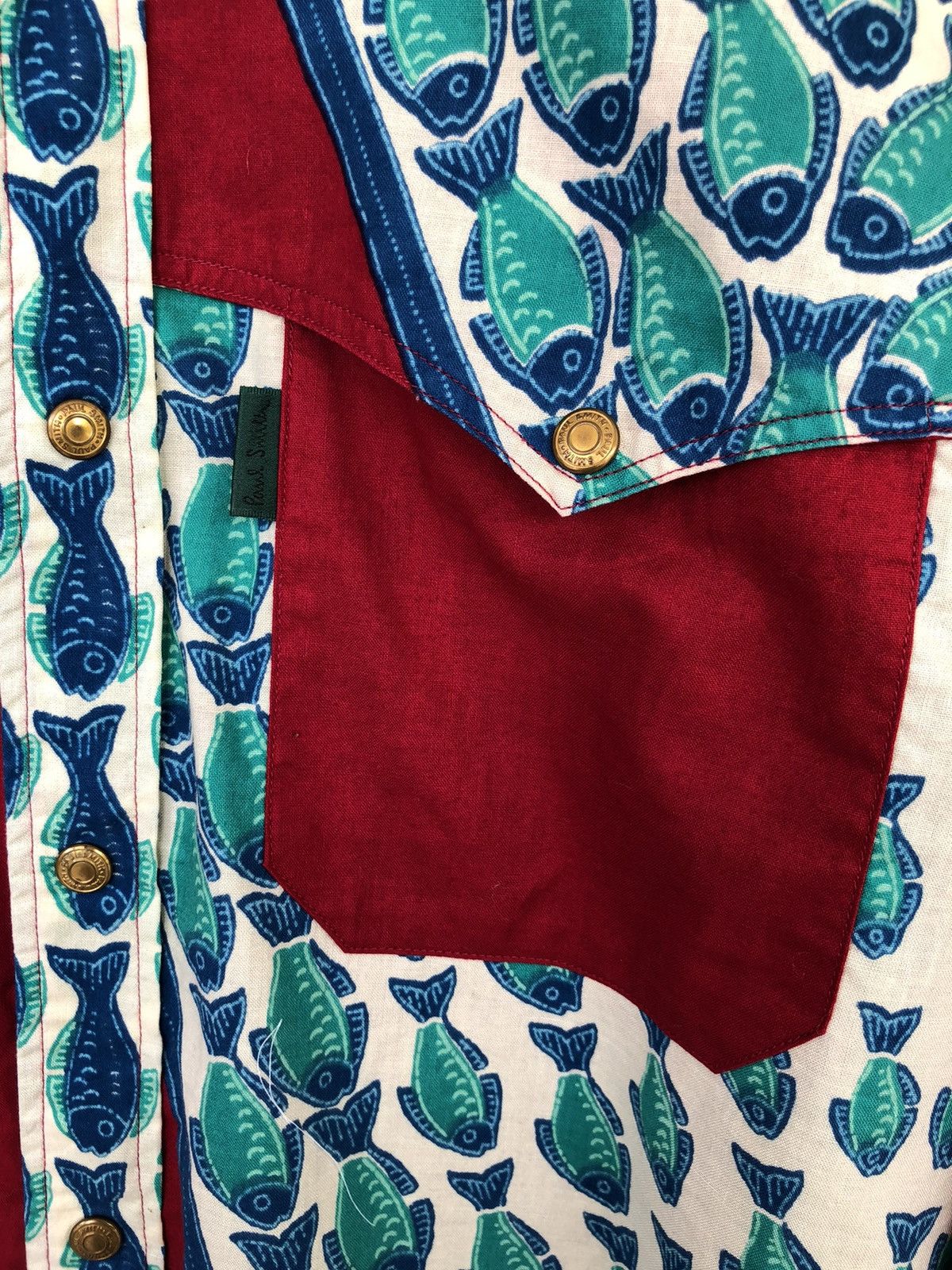 Art Comes First × Paul Smith 🏴󠁧󠁢󠁥󠁮󠁧󠁿 Made Fish Jacquard Patchwork Western Shirt Size US L / EU 52-54 / 3 - 3 Thumbnail