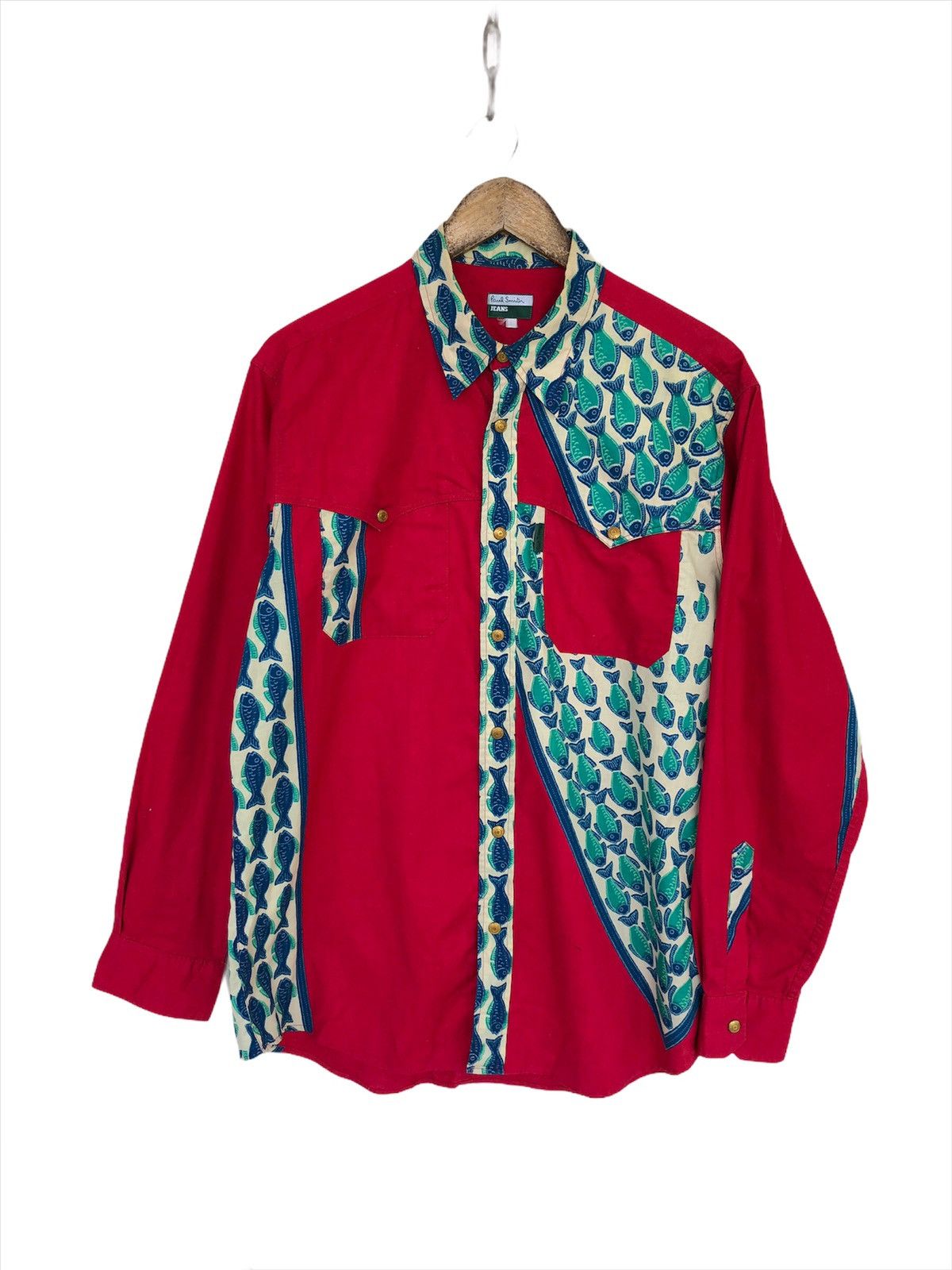 Art Comes First × Paul Smith 🏴󠁧󠁢󠁥󠁮󠁧󠁿 Made Fish Jacquard Patchwork Western Shirt Size US L / EU 52-54 / 3 - 2 Thumbnail