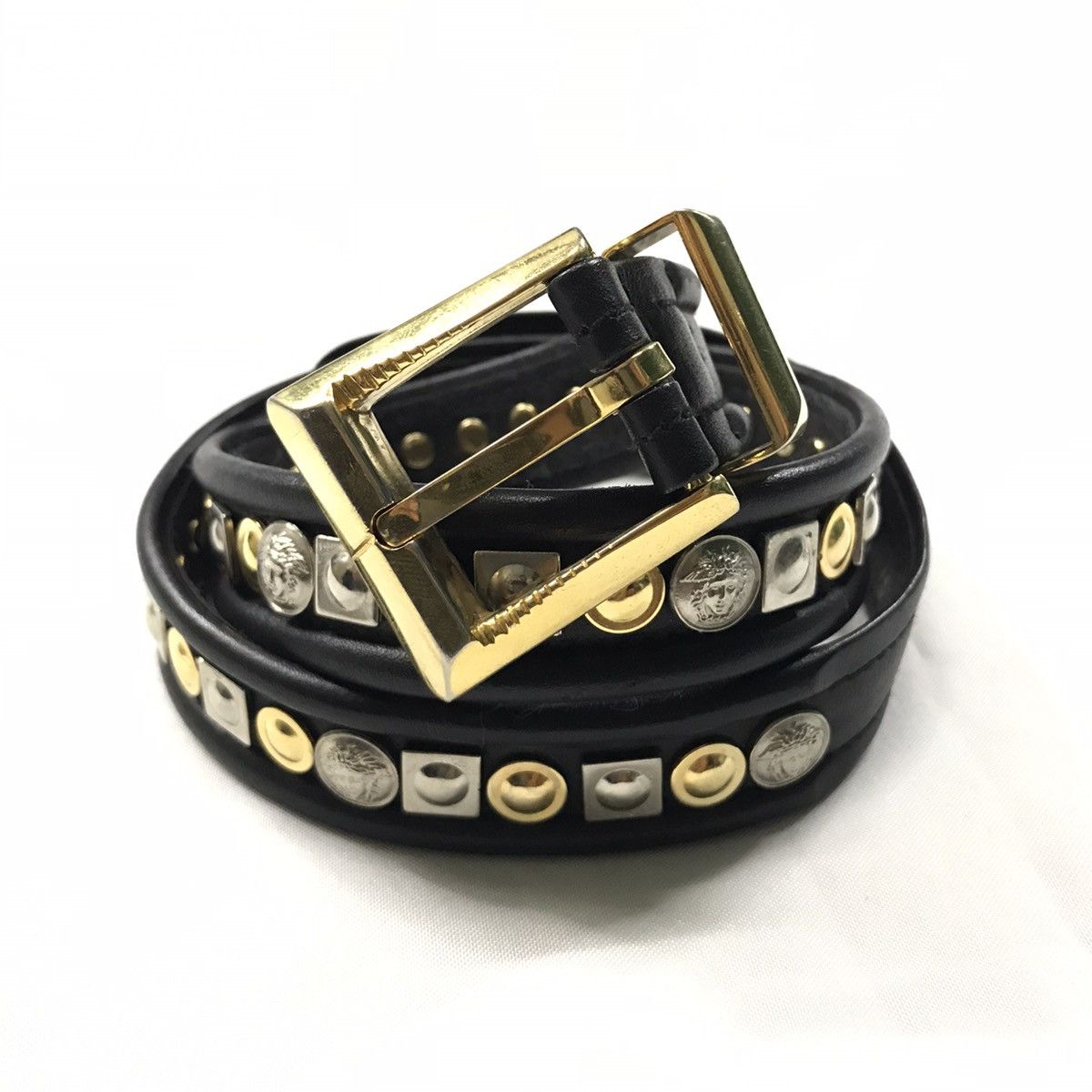 Versace VINTAGE GIANNI VERSACE STUD LEATHER BELT Size 26 - 1 Thumbnail