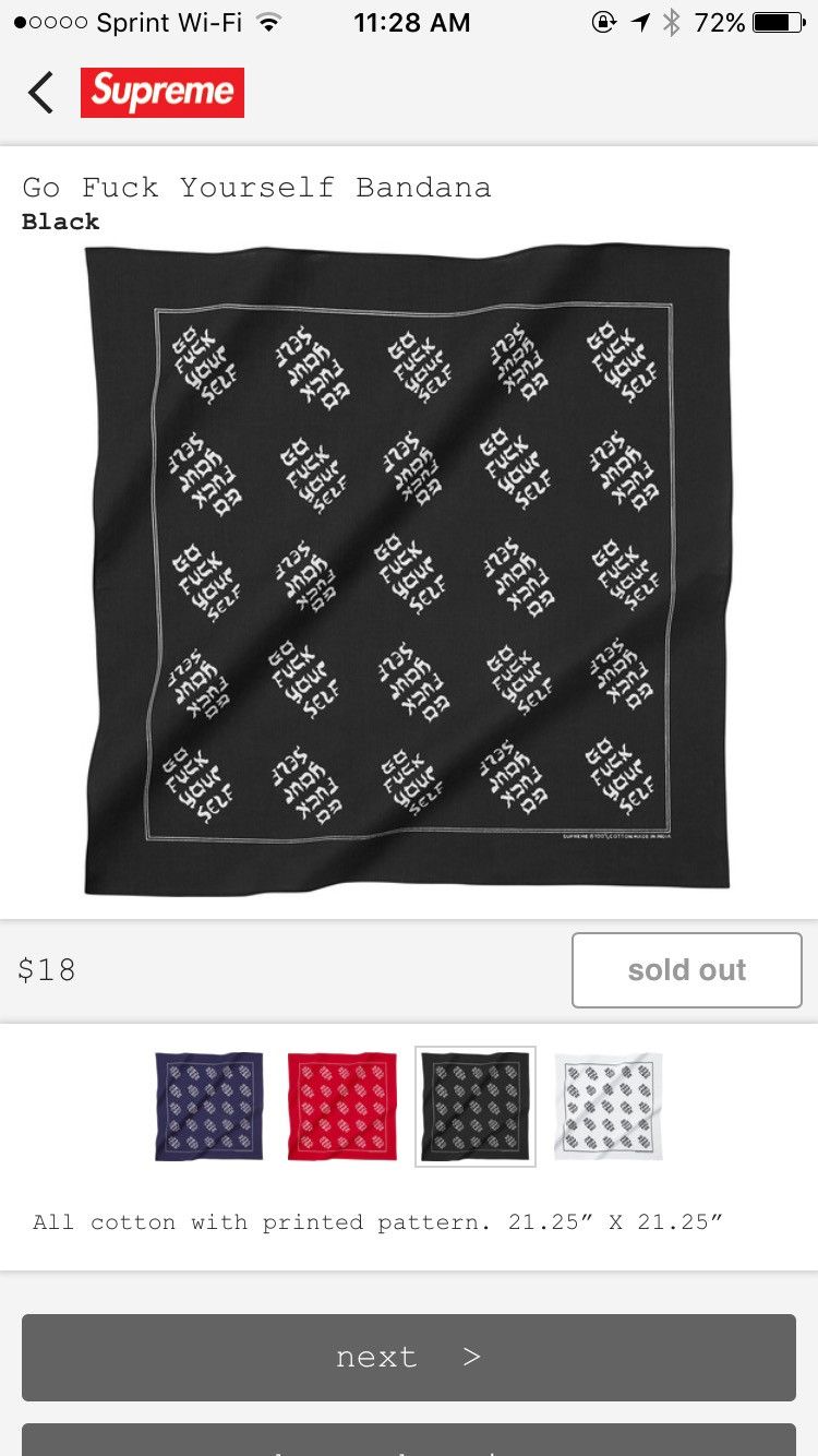 Supreme Supreme Go Fuck Yourself Bandana | Grailed