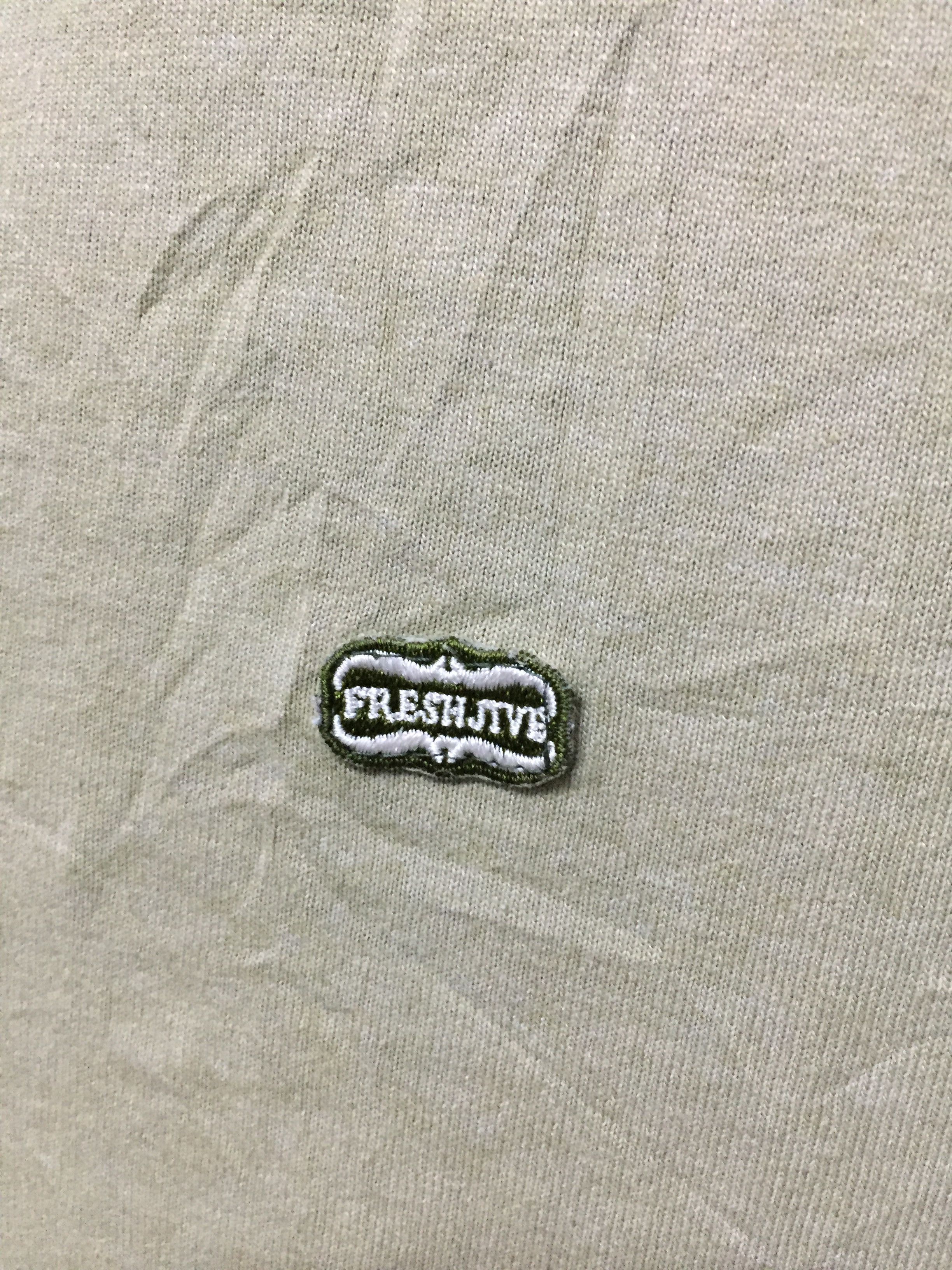 Freshjive × Vintage 90's Freshjive olive mesh sleeve logo tee Size US L / EU 52-54 / 3 - 4 Thumbnail