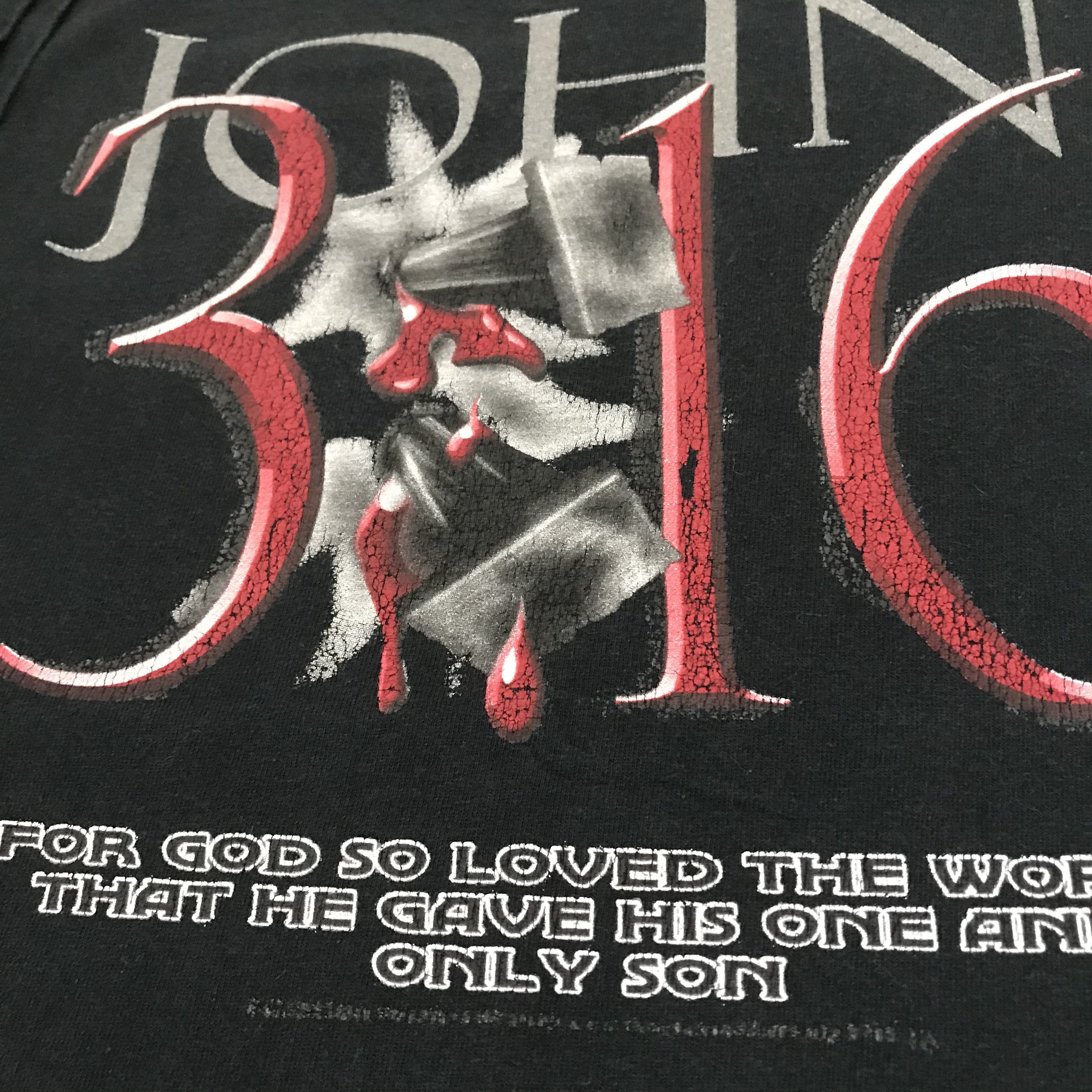 Vintage Vintage Y2K JOHN 3:16 JESUS GOD BIBLE HOLY Tee Size US L / EU 52-54 / 3 - 3 Thumbnail