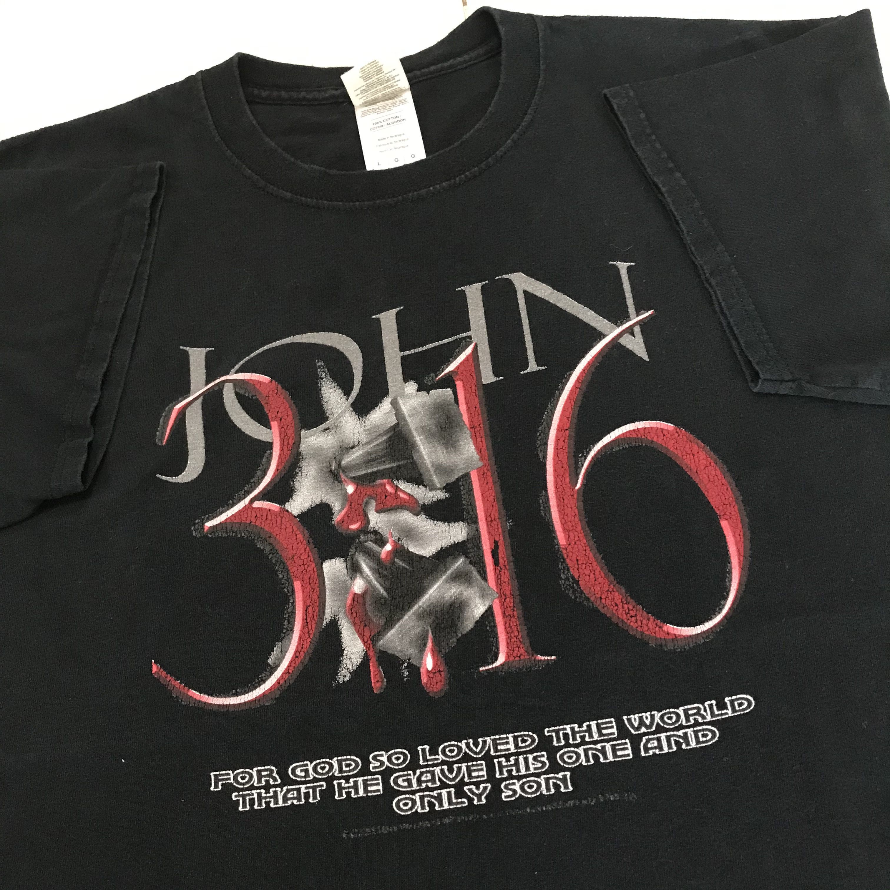 Vintage Vintage Y2K JOHN 3:16 JESUS GOD BIBLE HOLY Tee Size US L / EU 52-54 / 3 - 1 Thumbnail
