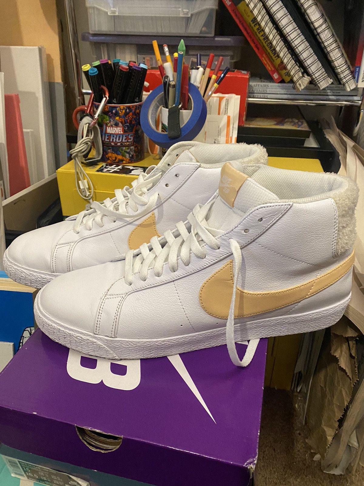 Nike Nike SB Zoom Blazer Mid White Celestial Gold Grailed