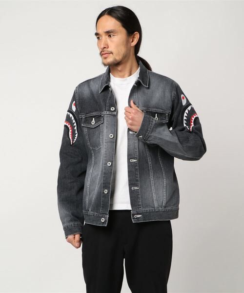 Bape denim jacket on sale shark