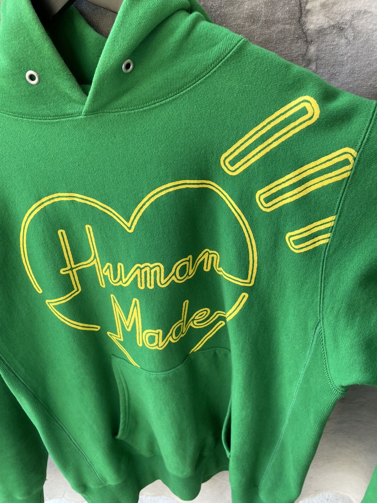 Human Made Human made green yellow hoodie Large Grailed