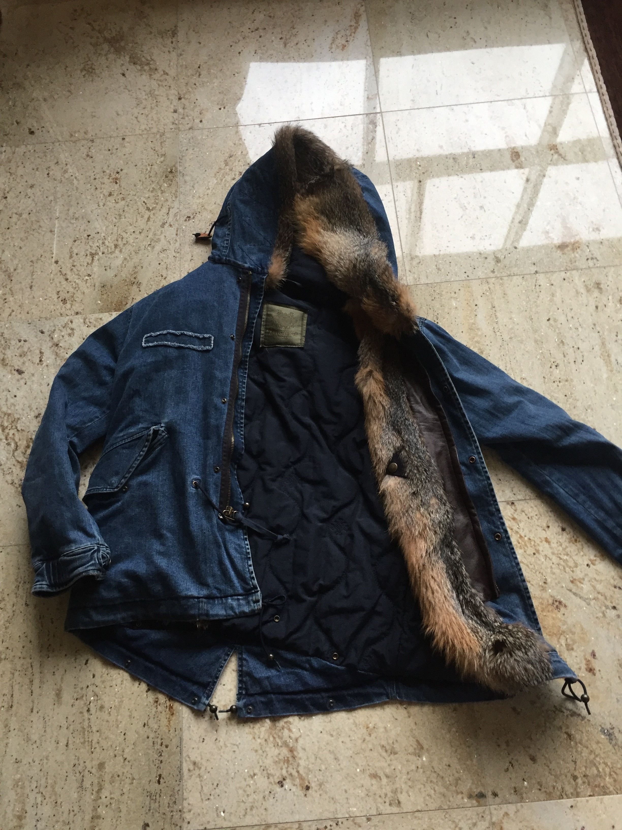 MR & MRS ITALY Denim Blue Fur Parka Size US M / EU 48-50 / 2 - 1 Thumbnail