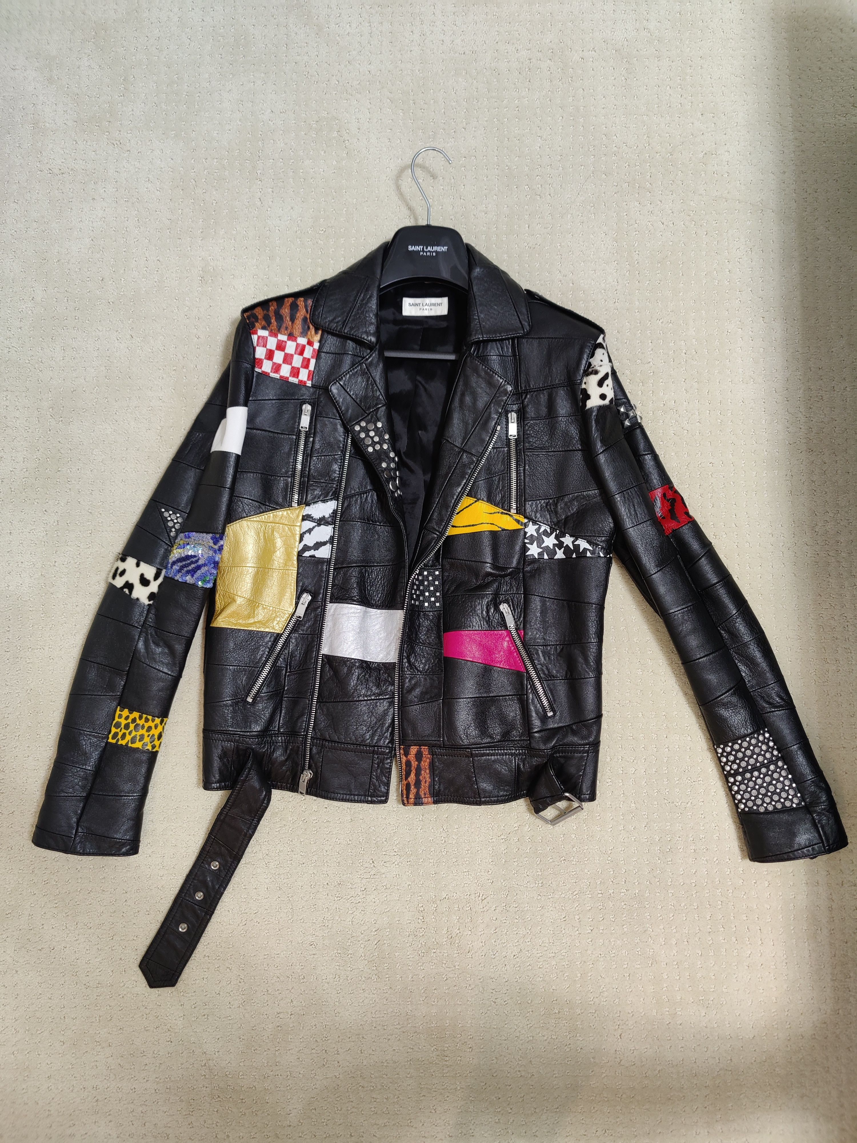 Saint Laurent Paris Rare SS16 Patchwork Leather Jacket Sz46 | Grailed