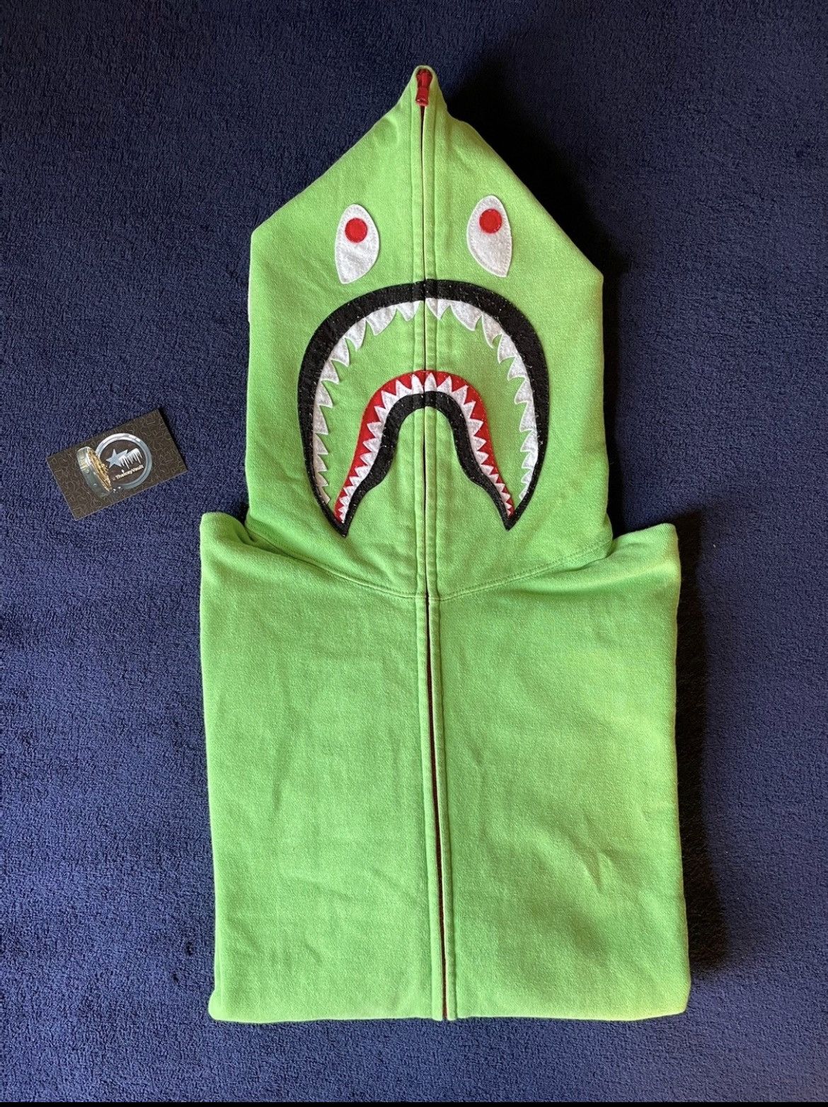 Bape Bape Neon Green Shark Full Zip Hoodie | Grailed