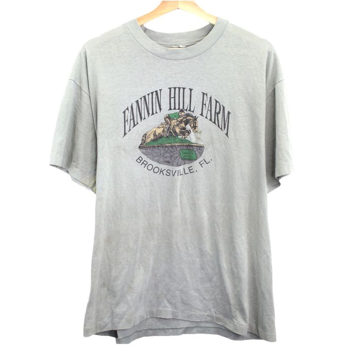 Vintage E214 VintageFannin Hill Farm Logo Tee Shirt White Single St ...