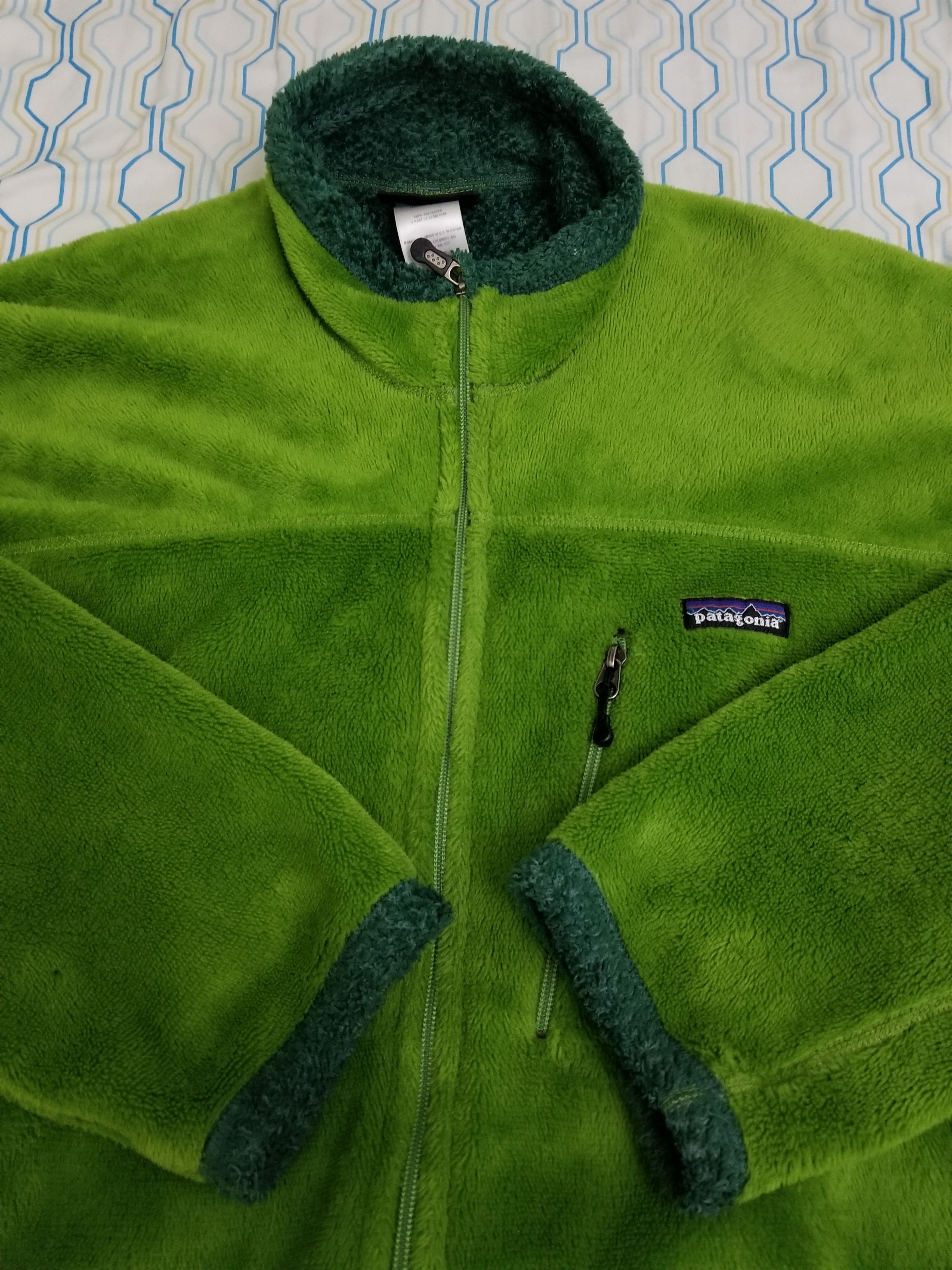 Vintage 00s Green Patagonia Logo 1/4 Zip High Neck Fleece 12 14 M