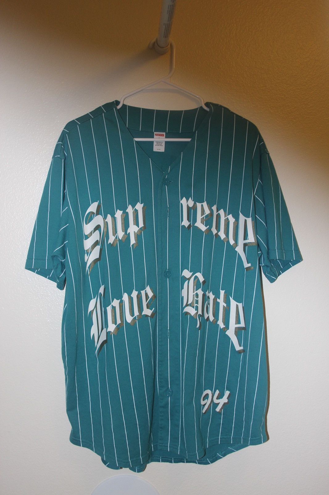 supreme baseball jersey size M love hate 94