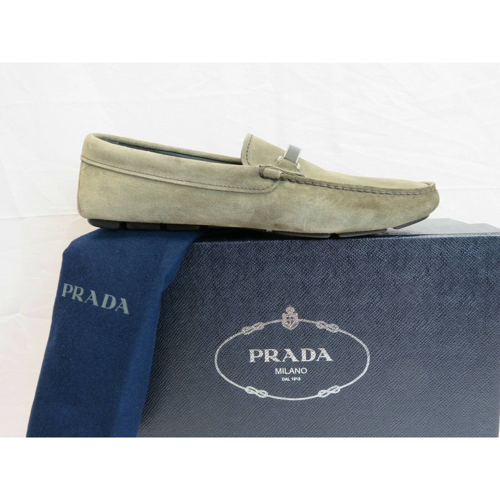 2DD159 KHAKI FUMO SUEDE LOGO DRIVING MOCCASINS LOAFERS 8