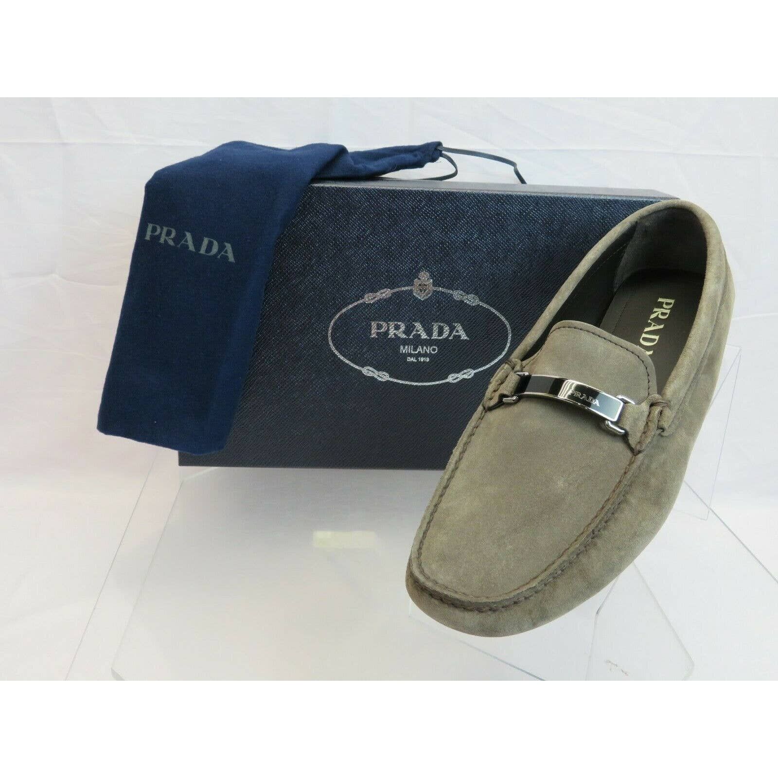 2DD159 KHAKI FUMO SUEDE LOGO DRIVING MOCCASINS LOAFERS 8