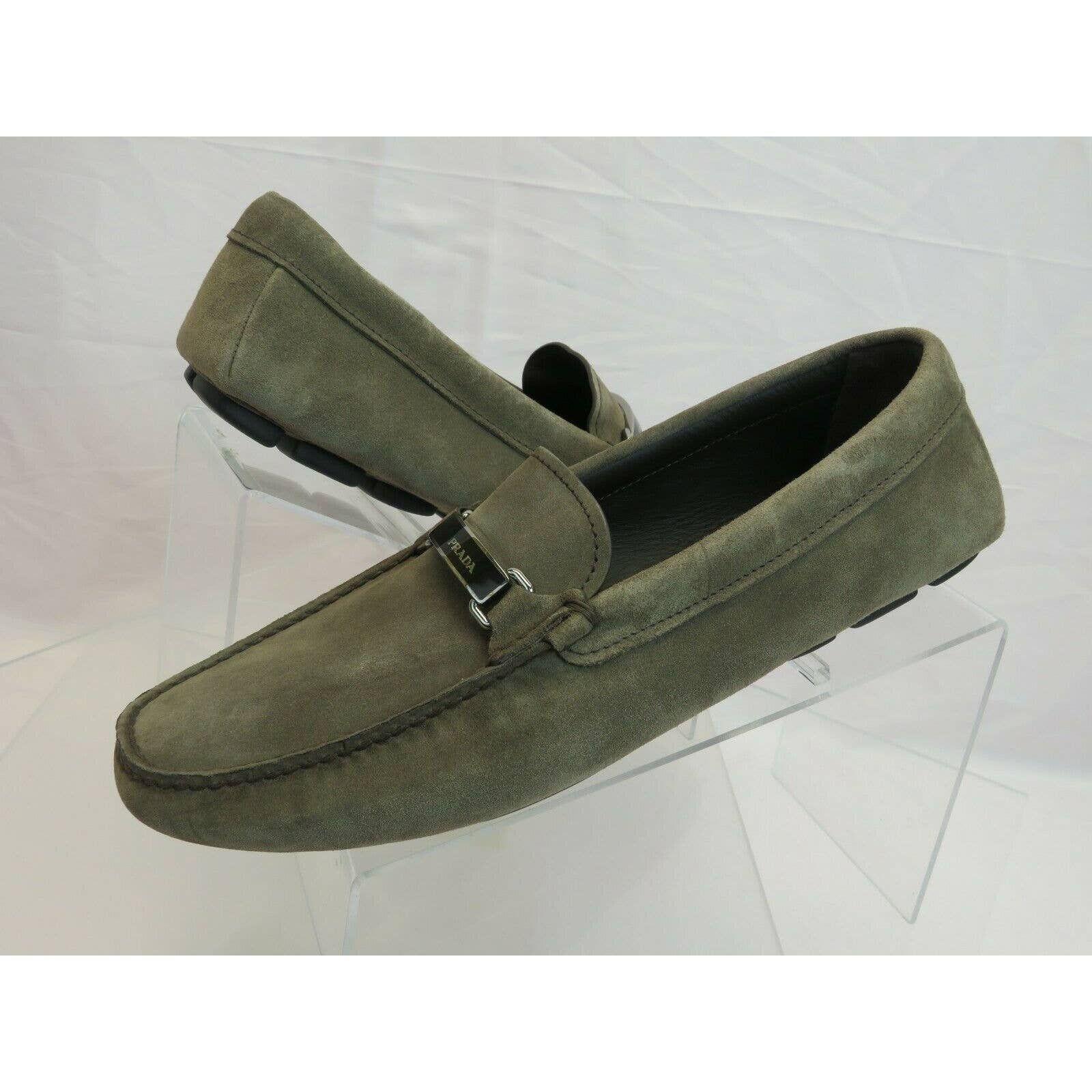 2DD159 KHAKI FUMO SUEDE LOGO DRIVING MOCCASINS LOAFERS 8