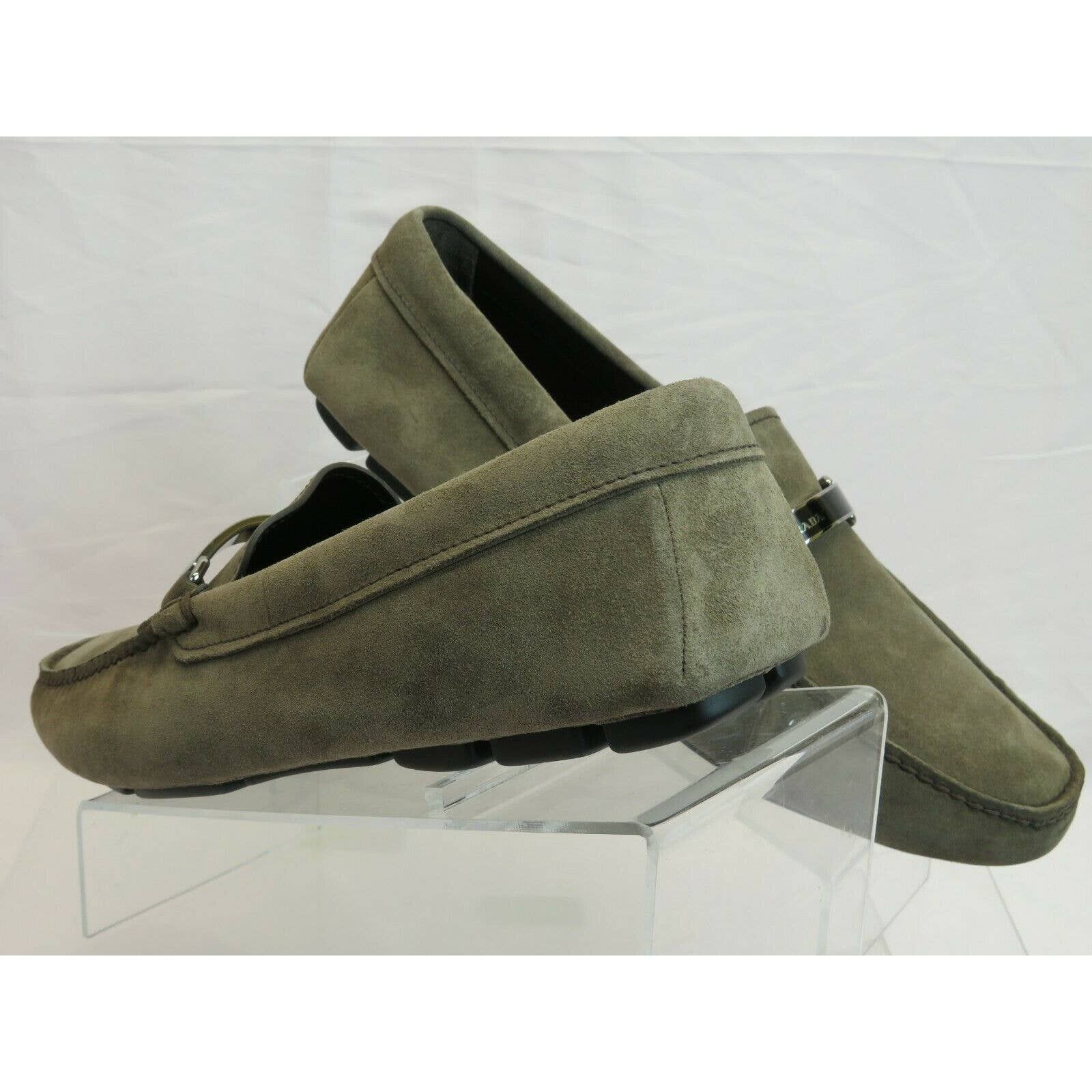2DD159 KHAKI FUMO SUEDE LOGO DRIVING MOCCASINS LOAFERS 8