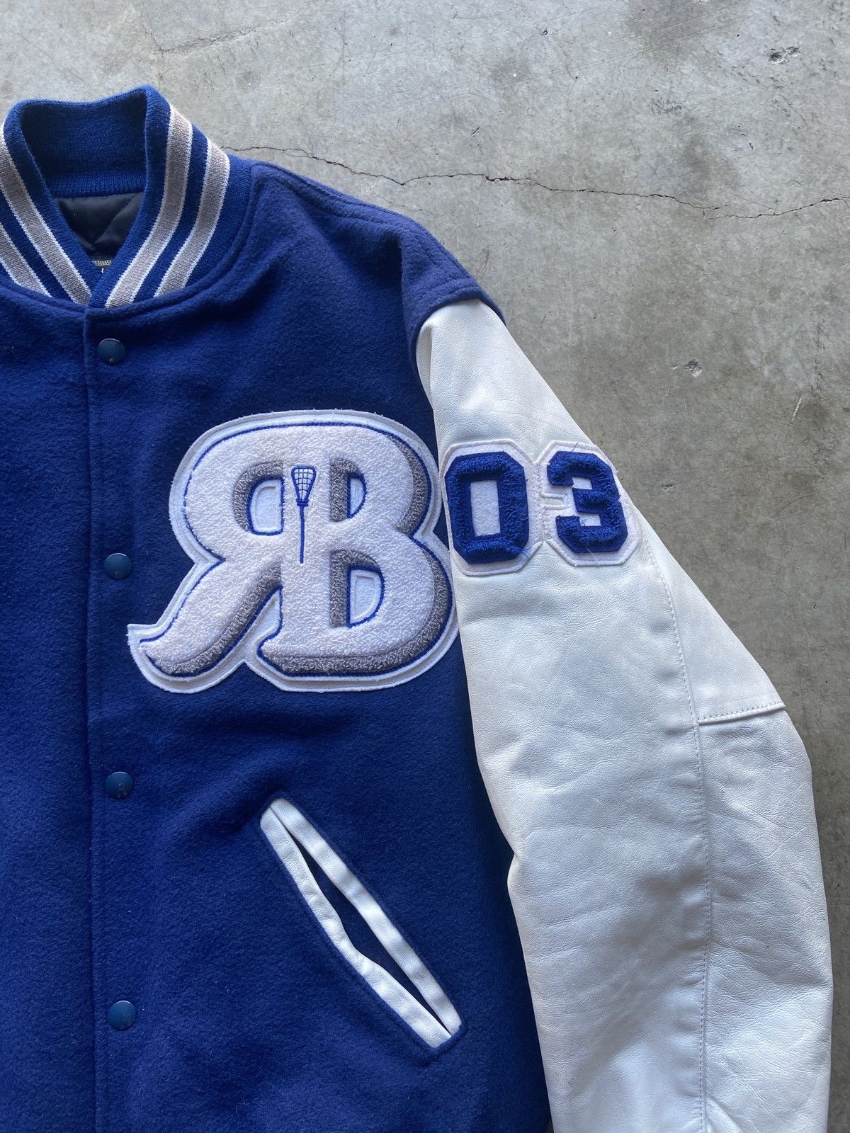 Vintage Vintage Blue Varsity Jacket Leather Sleeves Size Small Size US S / EU 44-46 / 1 - 2 Preview