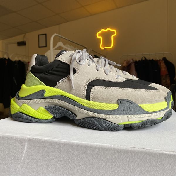 Balenciaga triple s black neon green hot sale light grey